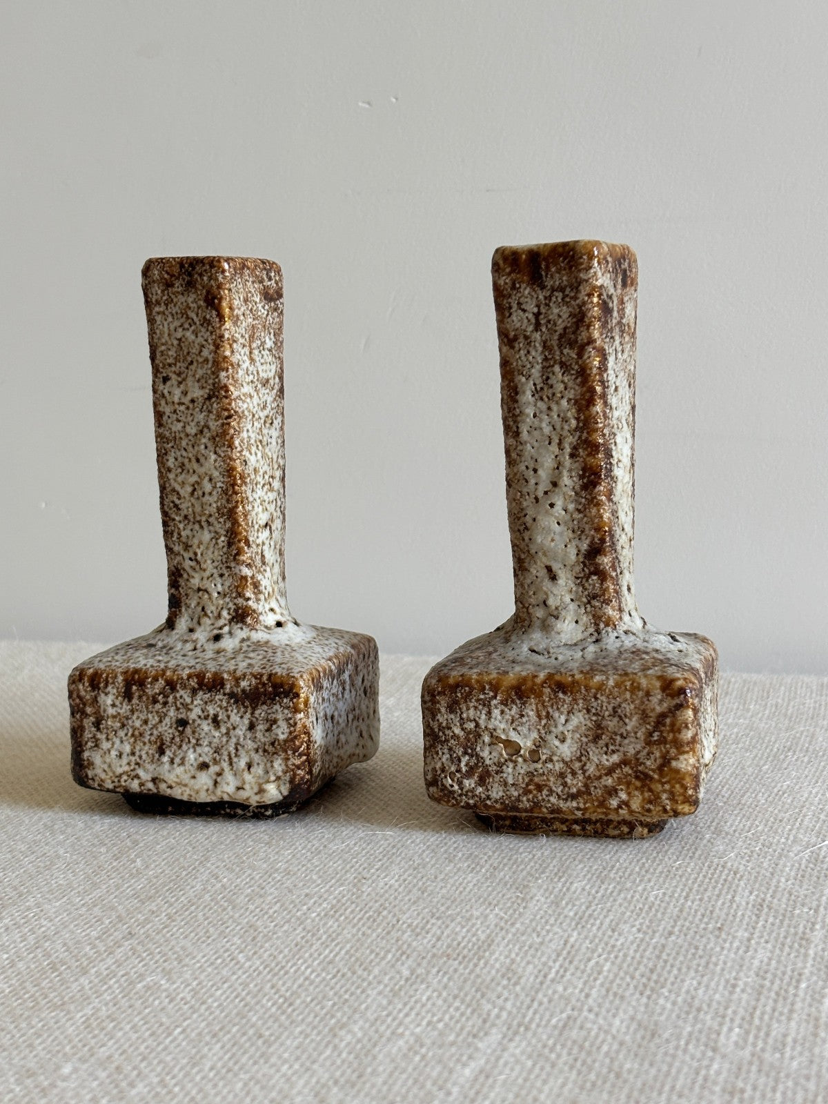 3 Van Woerden MCM Dutch Brutalist Fat Lava Glaze Vases