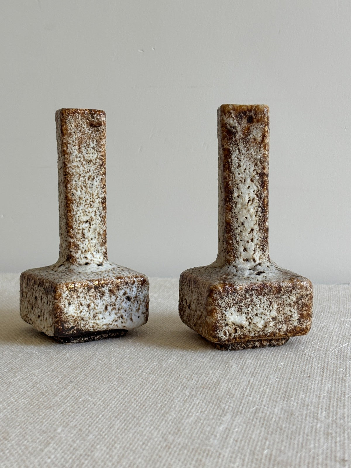 3 Van Woerden MCM Dutch Brutalist Fat Lava Glaze Vases
