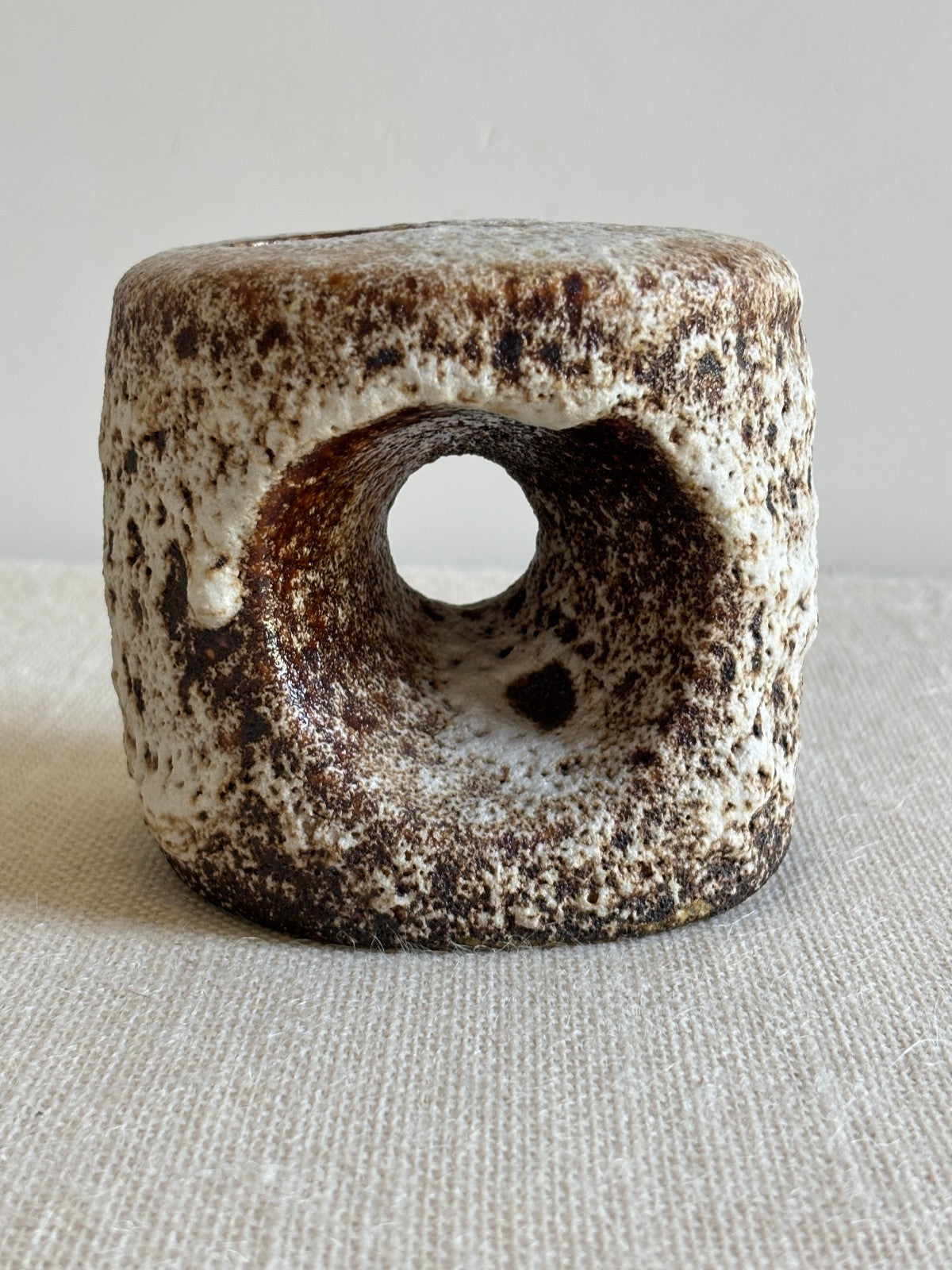 3 Van Woerden MCM Dutch Brutalist Fat Lava Glaze Vases