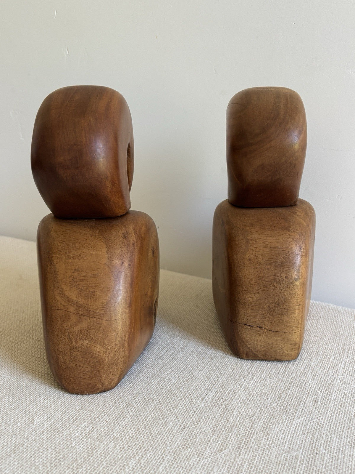 Mid Century abstract Hawaiian wood Bird Sculptures or Bookends