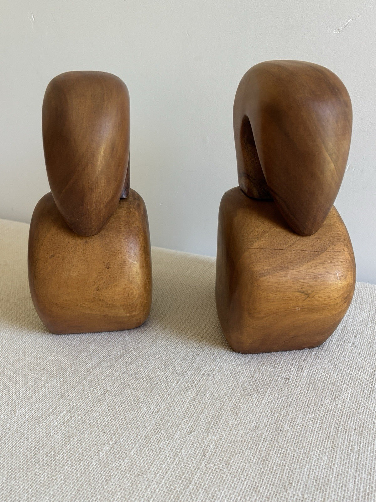 Mid Century abstract Hawaiian wood Bird Sculptures or Bookends