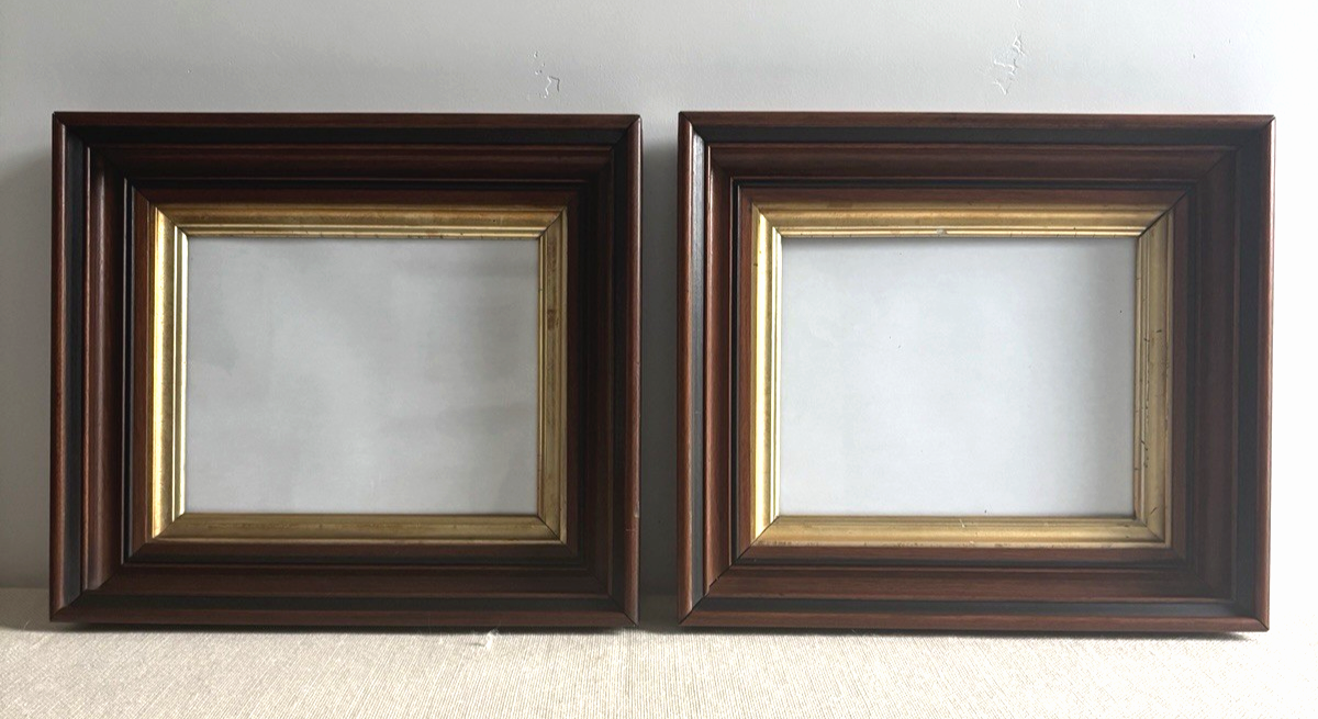 Eastlake Walnut & Gilt Picture Frame Pair