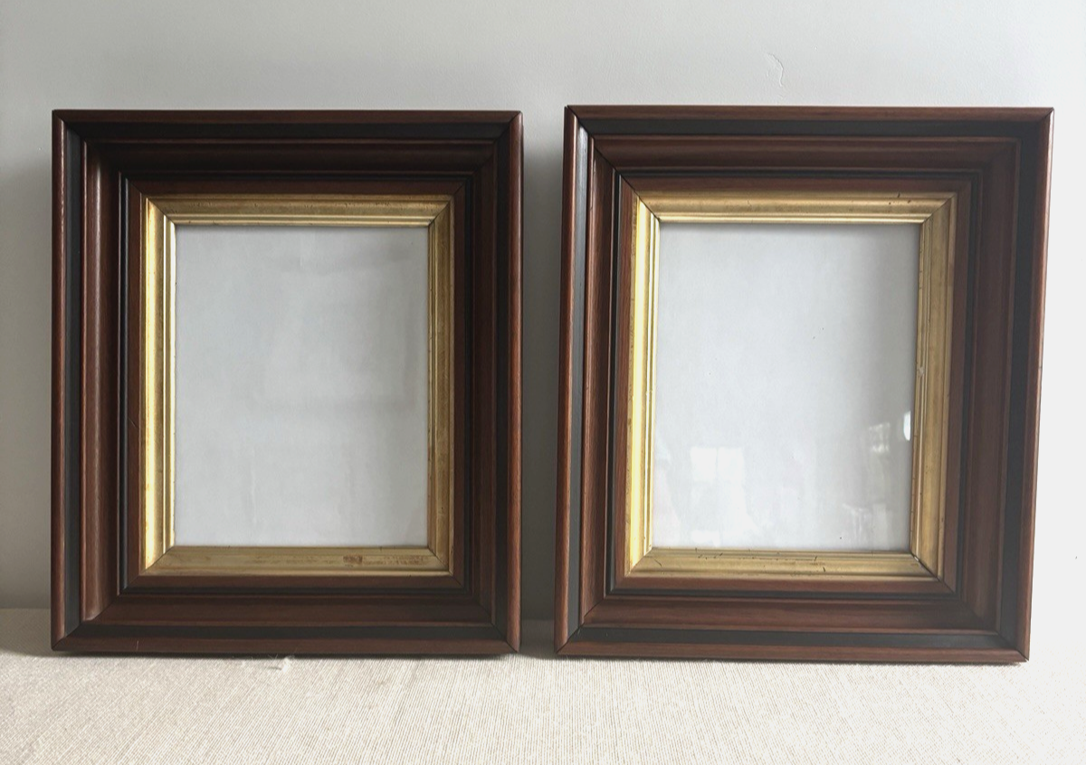 Eastlake Walnut & Gilt Picture Frame Pair