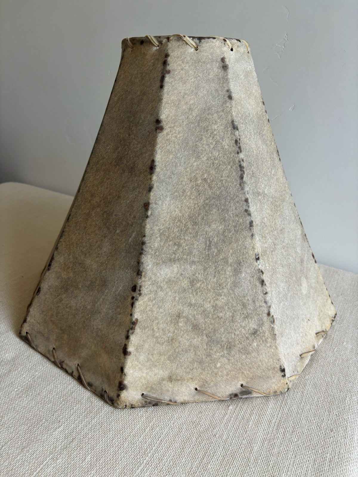 Large Rawhide octagonal bell Lampshade with Iron Frame