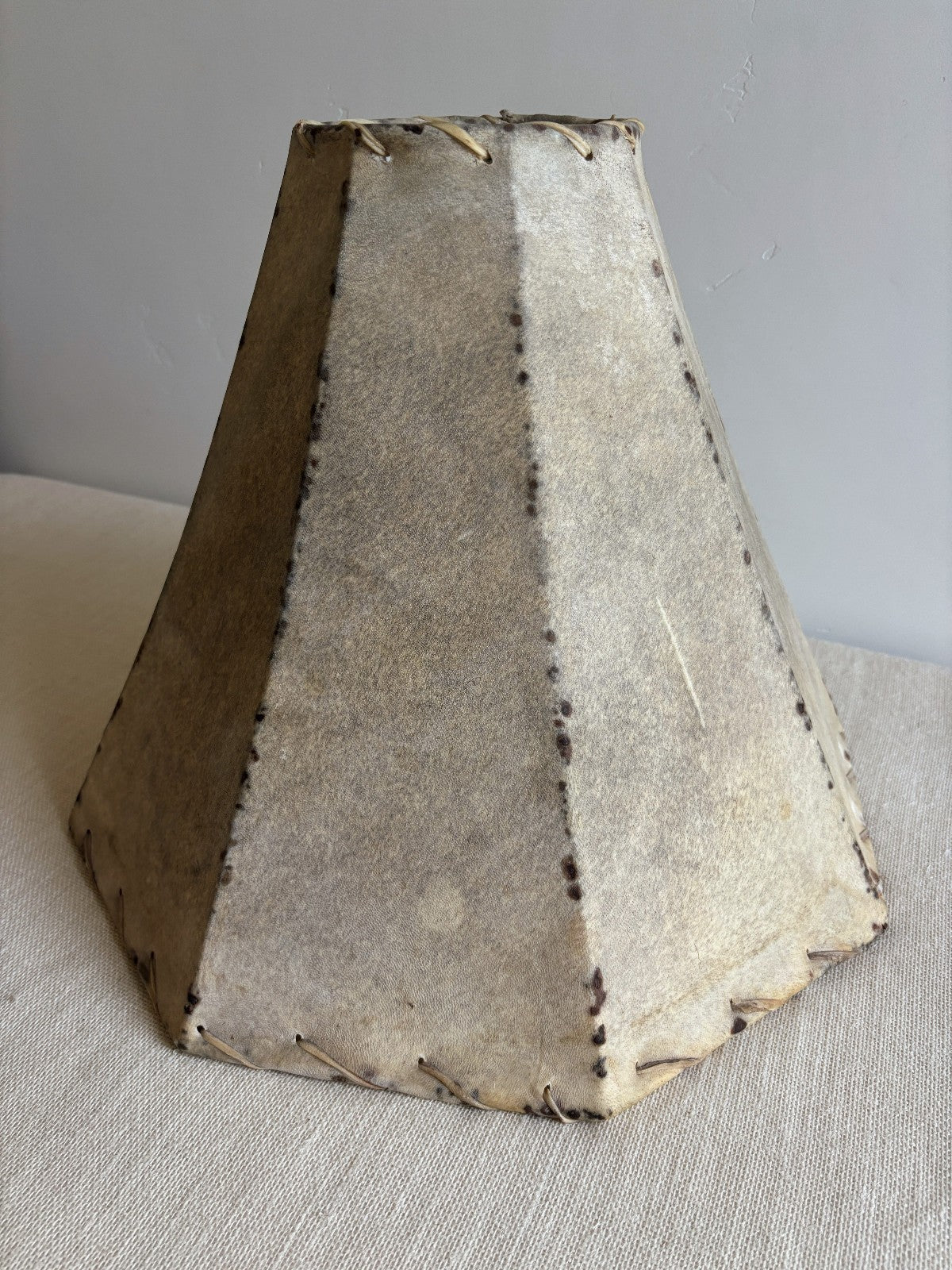 Large Rawhide octagonal bell Lampshade with Iron Frame