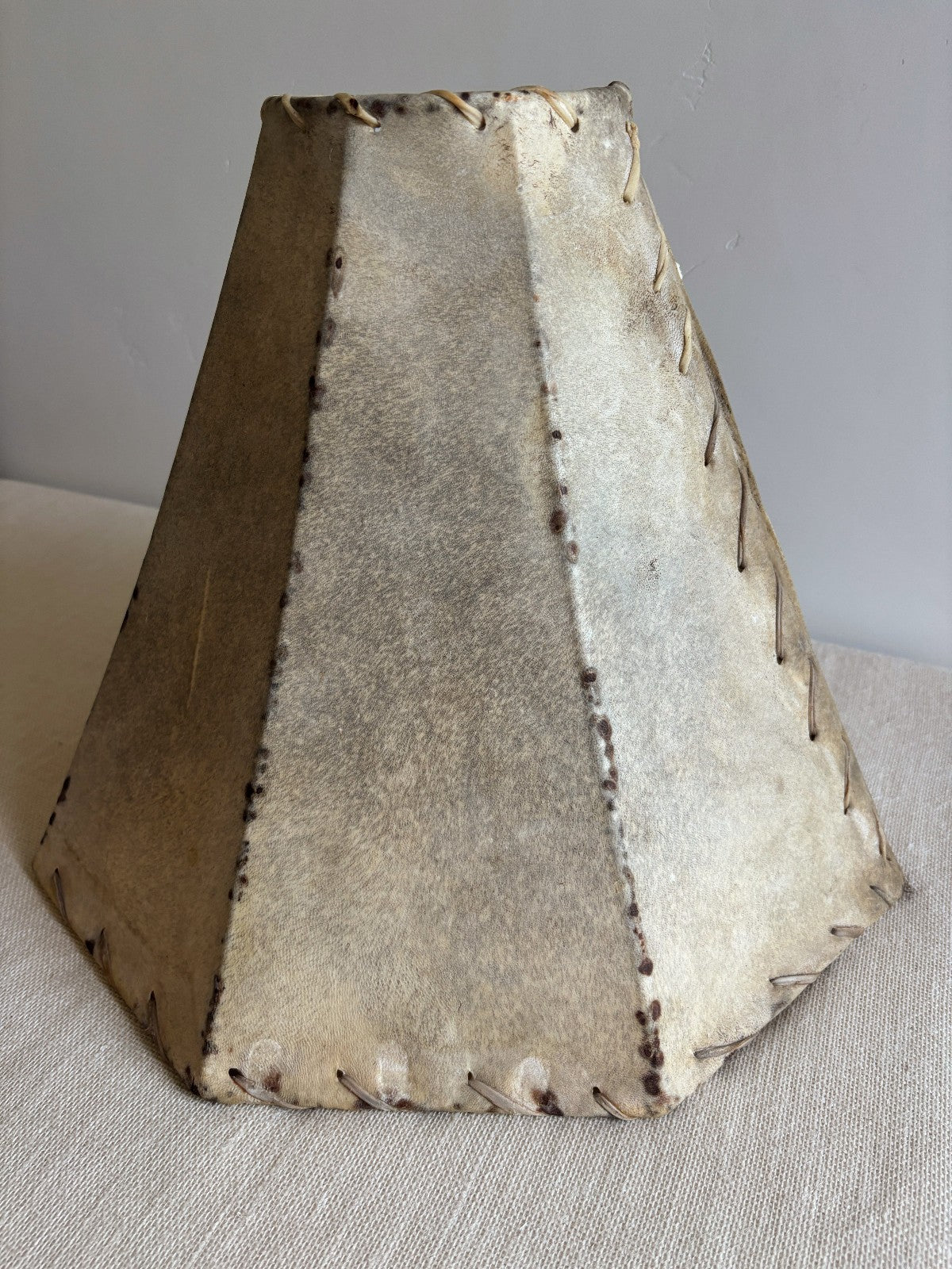Large Rawhide octagonal bell Lampshade with Iron Frame
