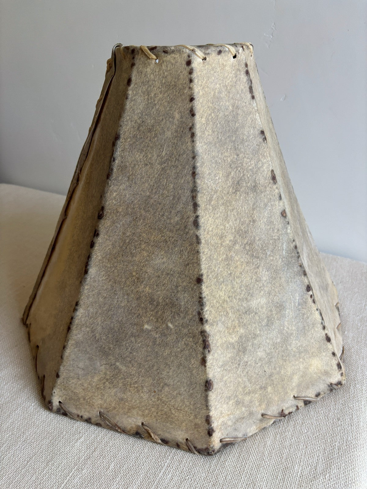 Large Rawhide octagonal bell Lampshade with Iron Frame