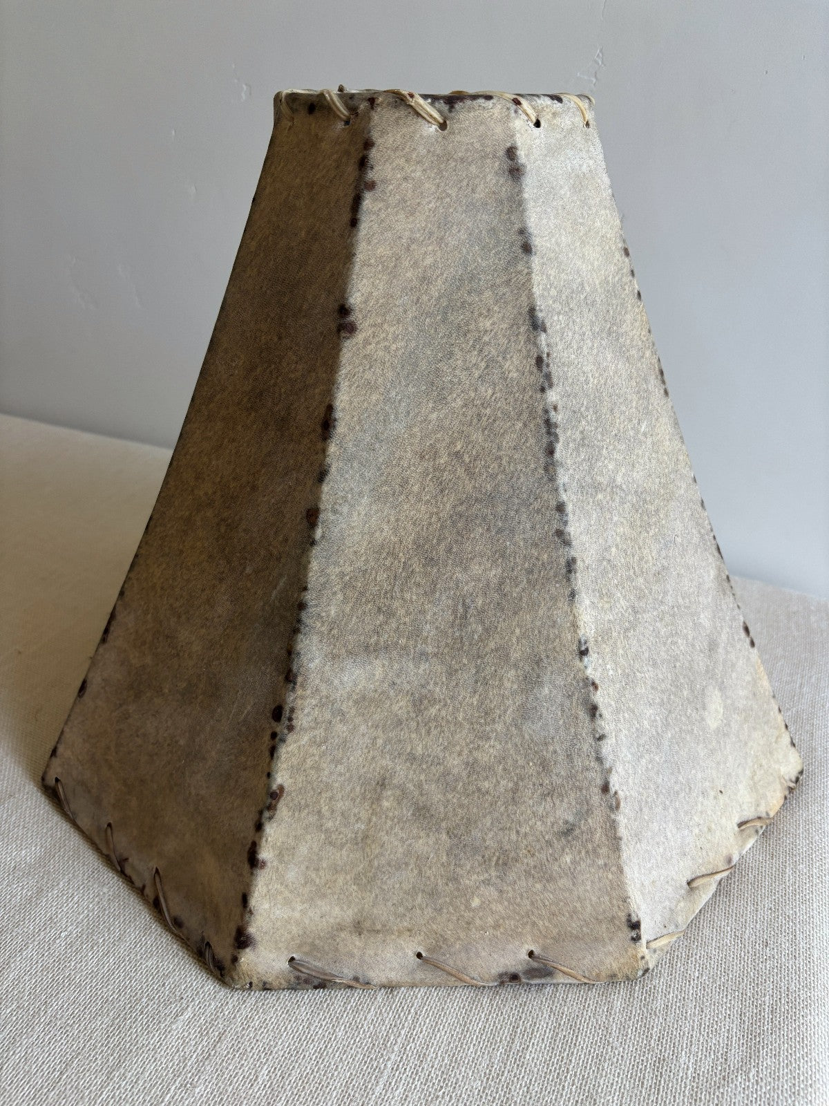 Large Rawhide octagonal bell Lampshade with Iron Frame