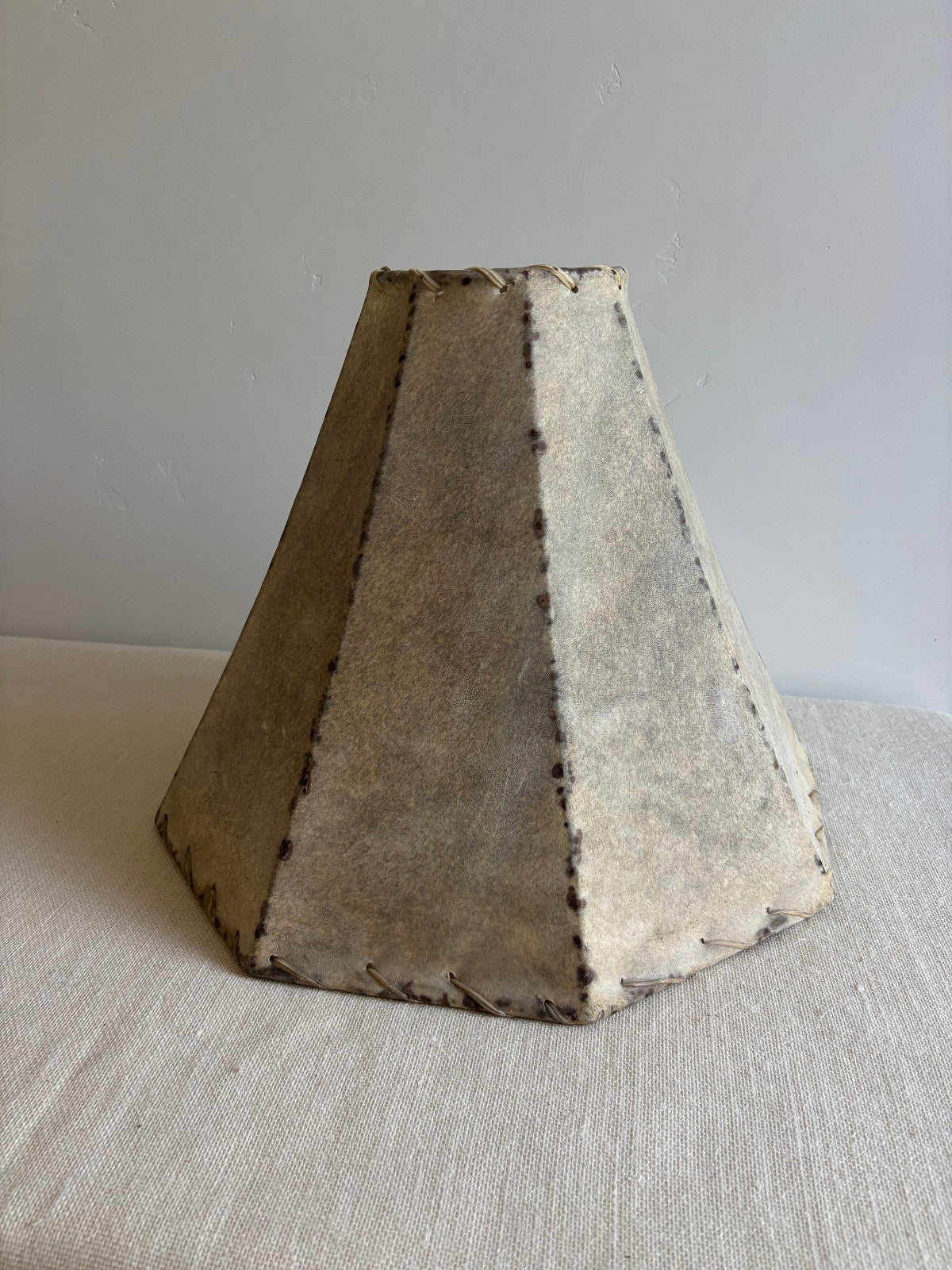 Large Rawhide octagonal bell Lampshade with Iron Frame