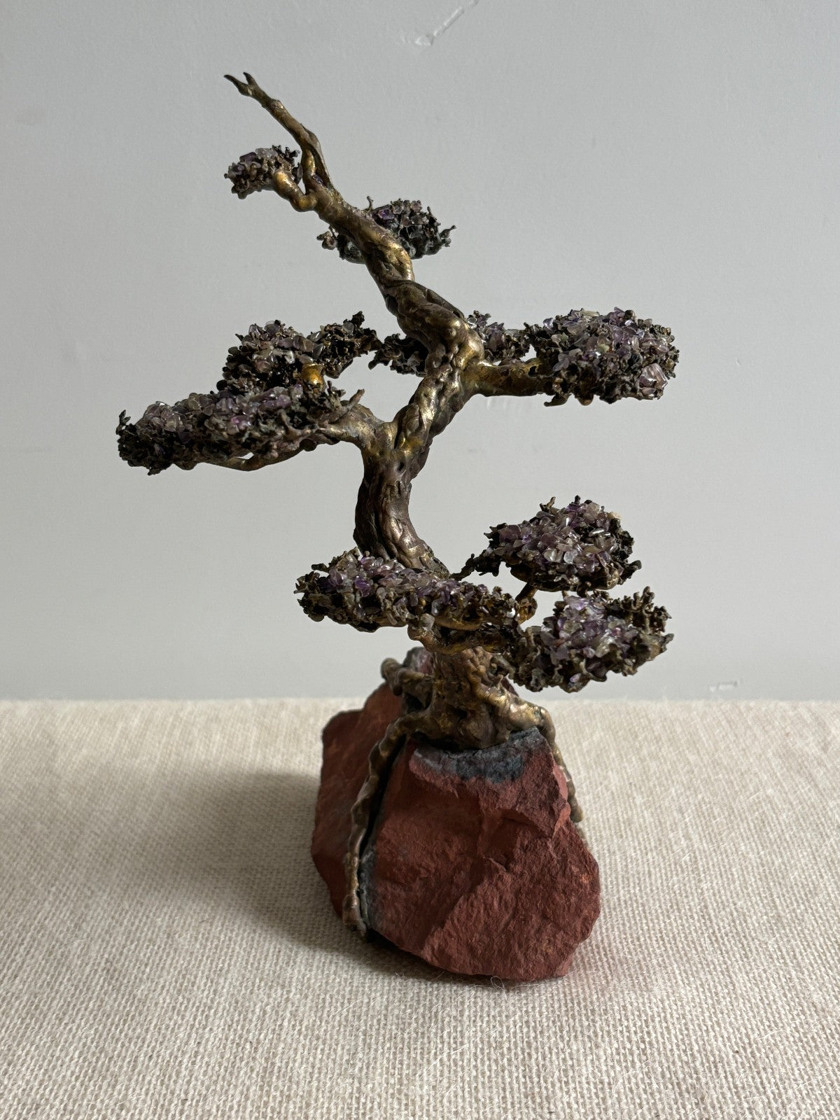Twisted Brass Trunk Bonsai Pine Tree Sculpture by Richard Bell