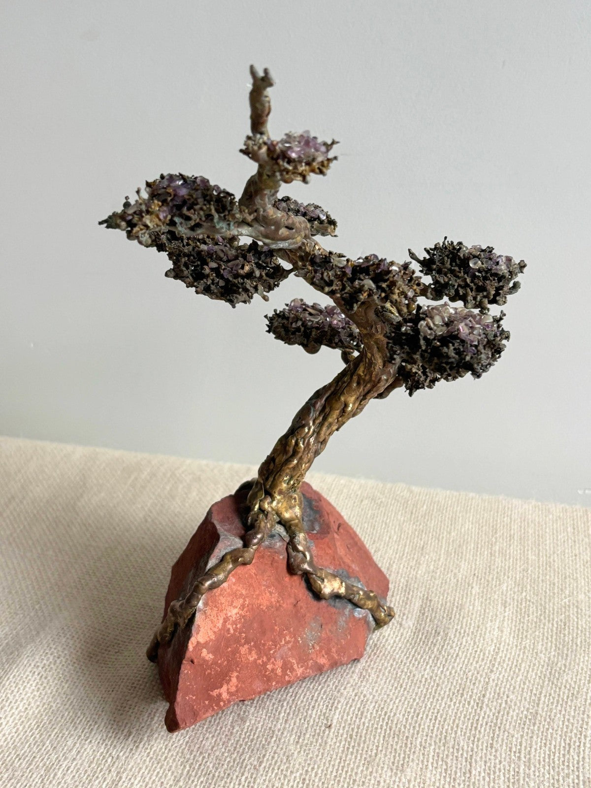 Twisted Brass Trunk Bonsai Pine Tree Sculpture by Richard Bell