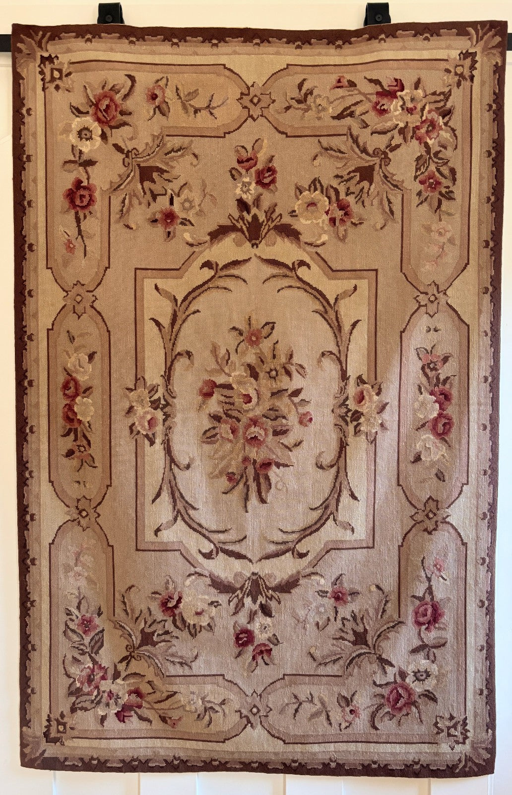 Antique French Aubusson Needlepoint Tapestry Wall Hanging