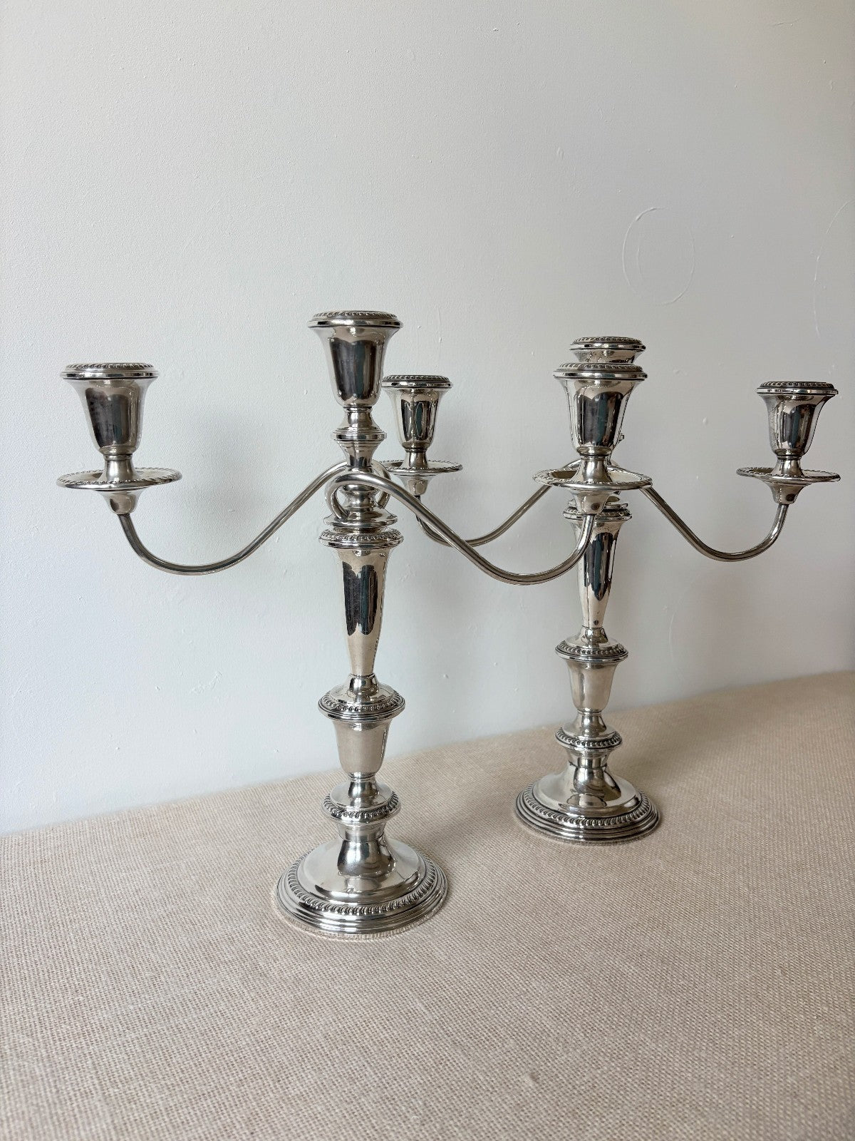 Pair of EMPIRE Sterling Silver Convertible Candelabras