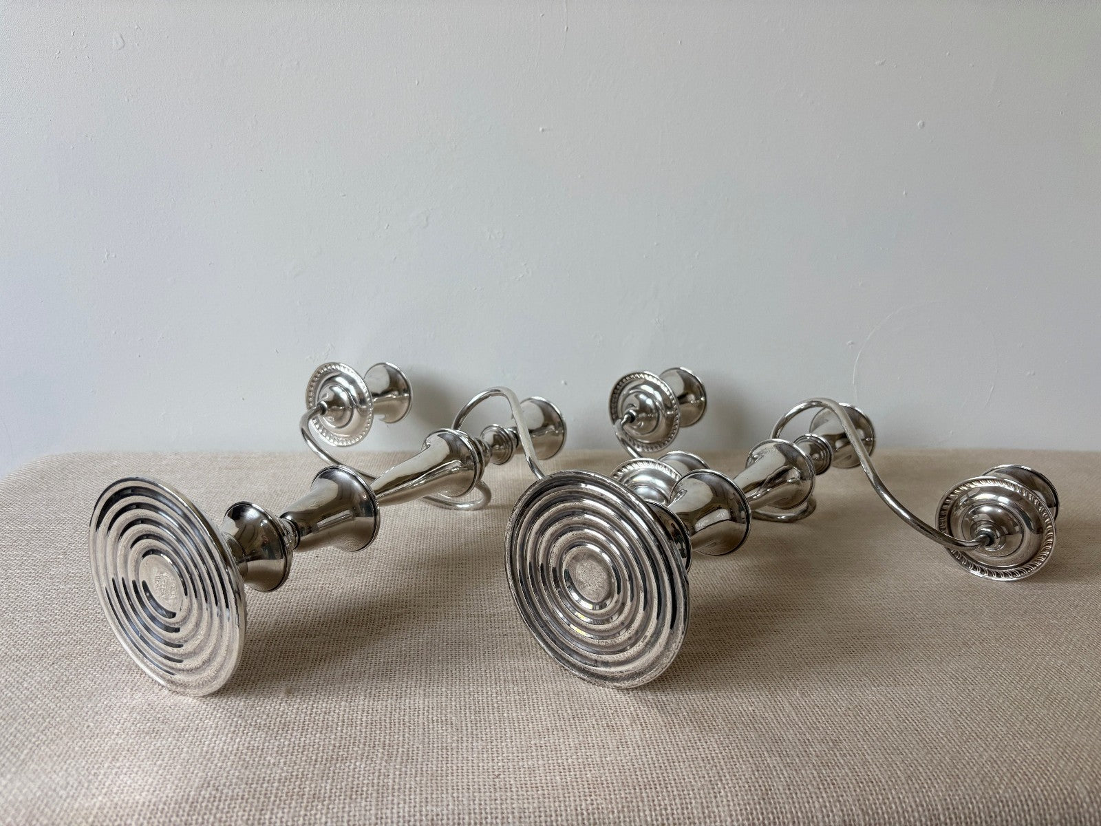 Pair of EMPIRE Sterling Silver Convertible Candelabras