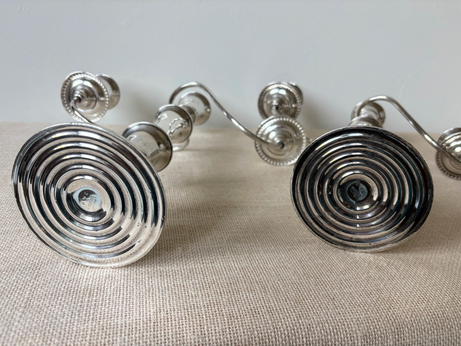 Pair of EMPIRE Sterling Silver Convertible Candelabras