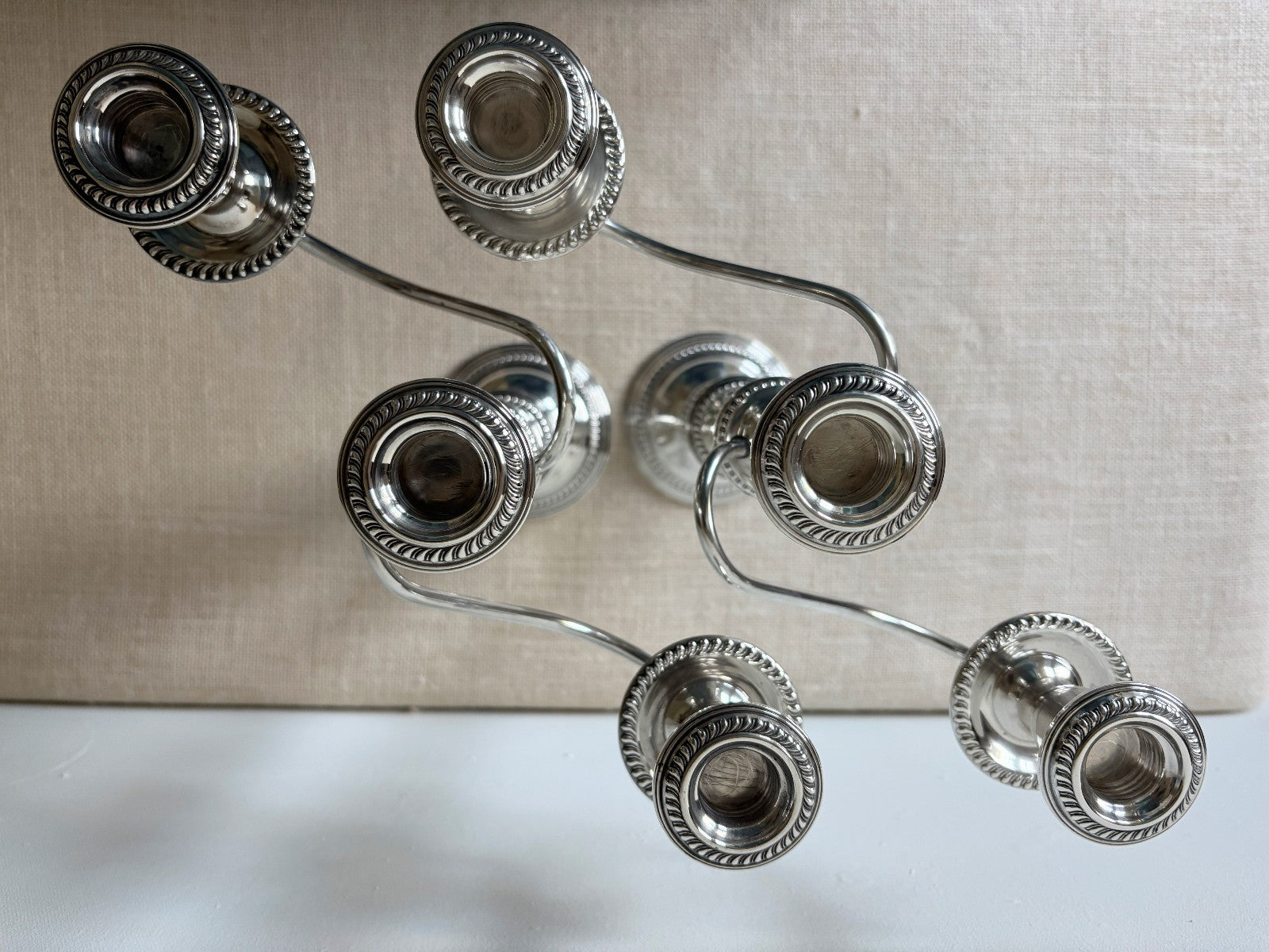 Pair of EMPIRE Sterling Silver Convertible Candelabras