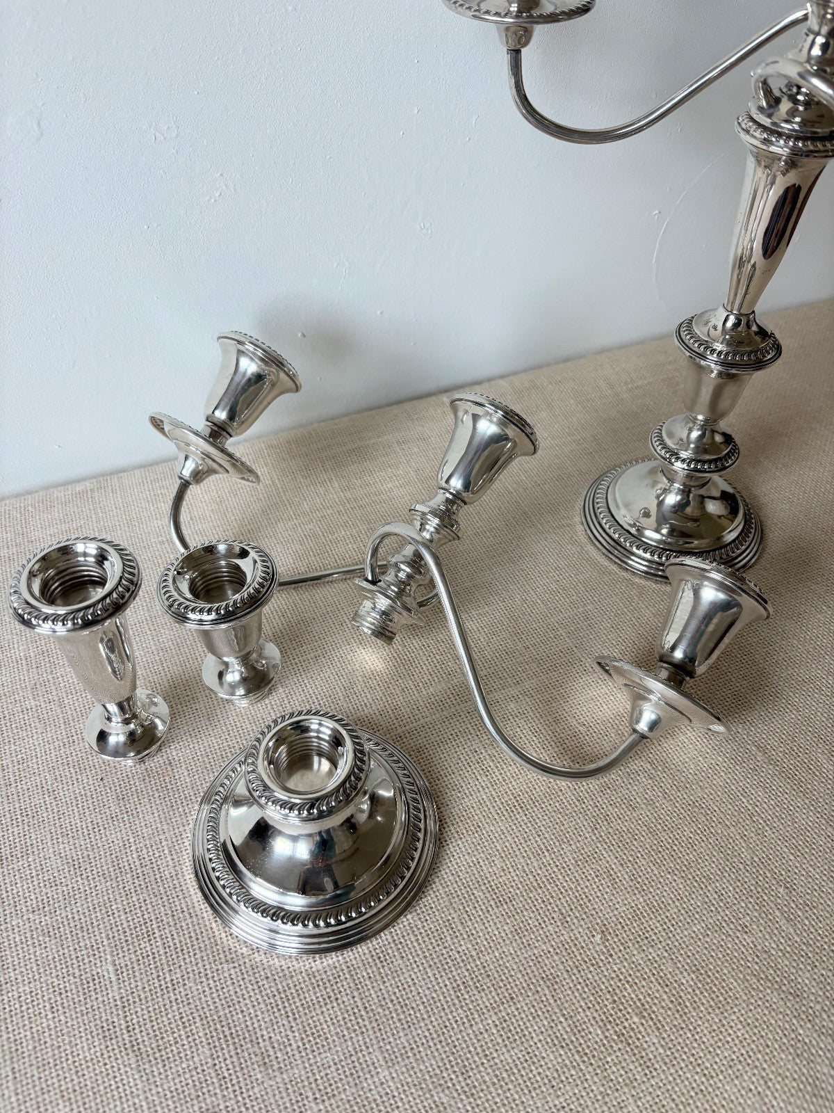 Pair of EMPIRE Sterling Silver Convertible Candelabras
