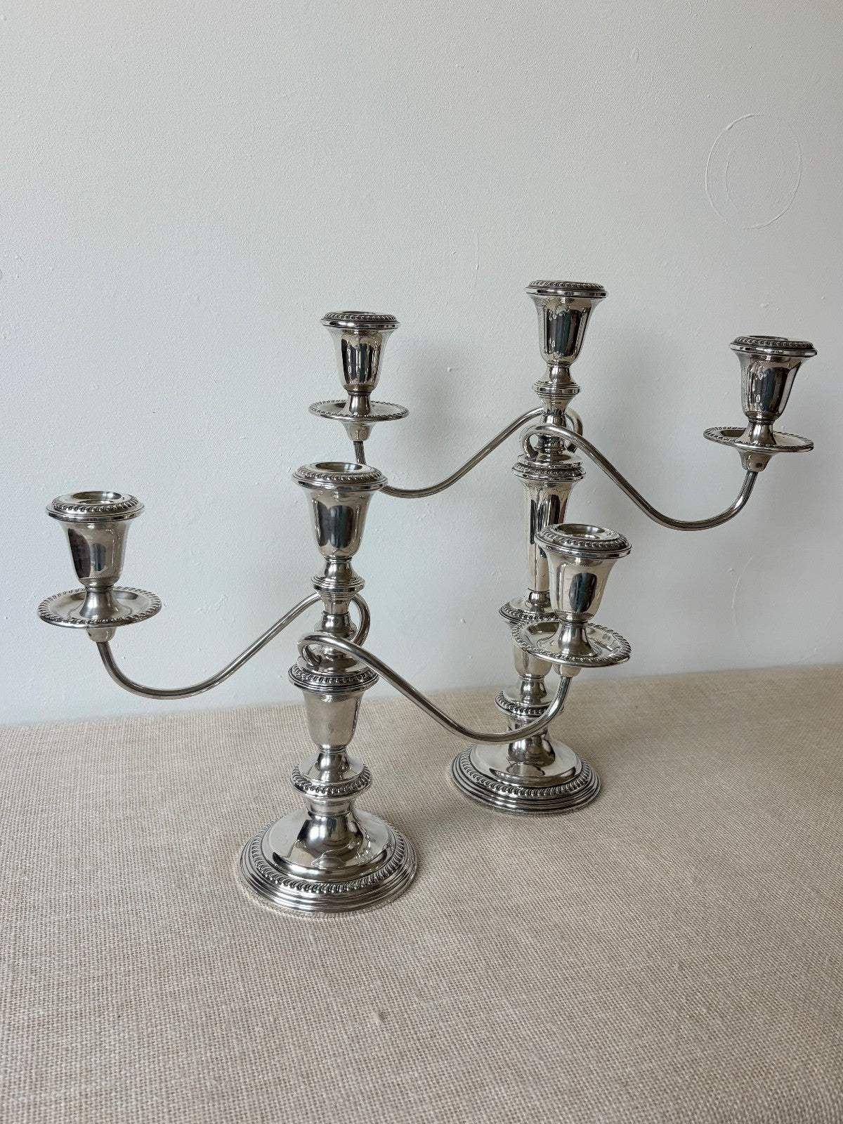 Pair of EMPIRE Sterling Silver Convertible Candelabras