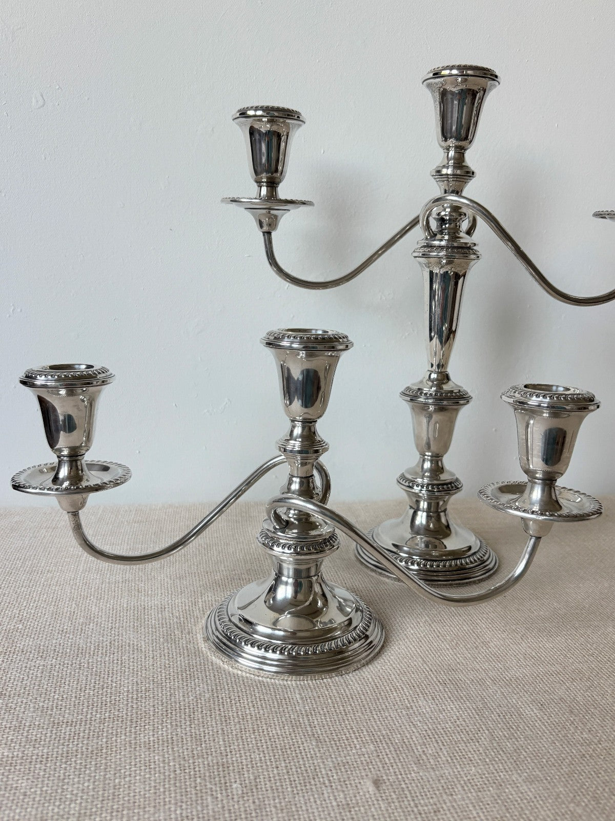Pair of EMPIRE Sterling Silver Convertible Candelabras