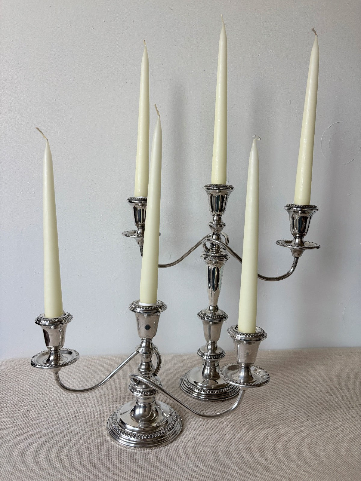 Pair of EMPIRE Sterling Silver Convertible Candelabras