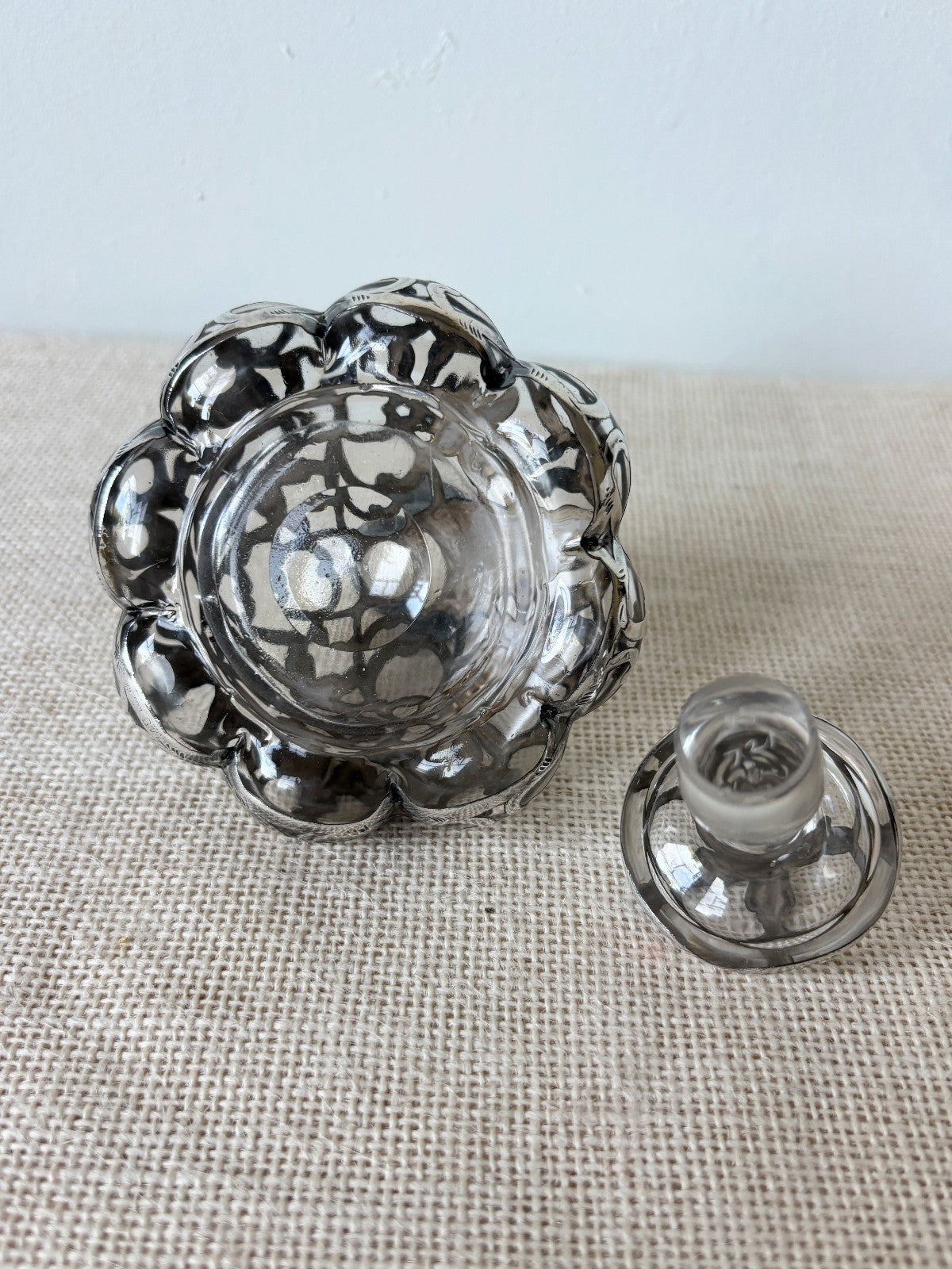 Art Nouveau Sterling Overlay Perfume Bottle by Alvin