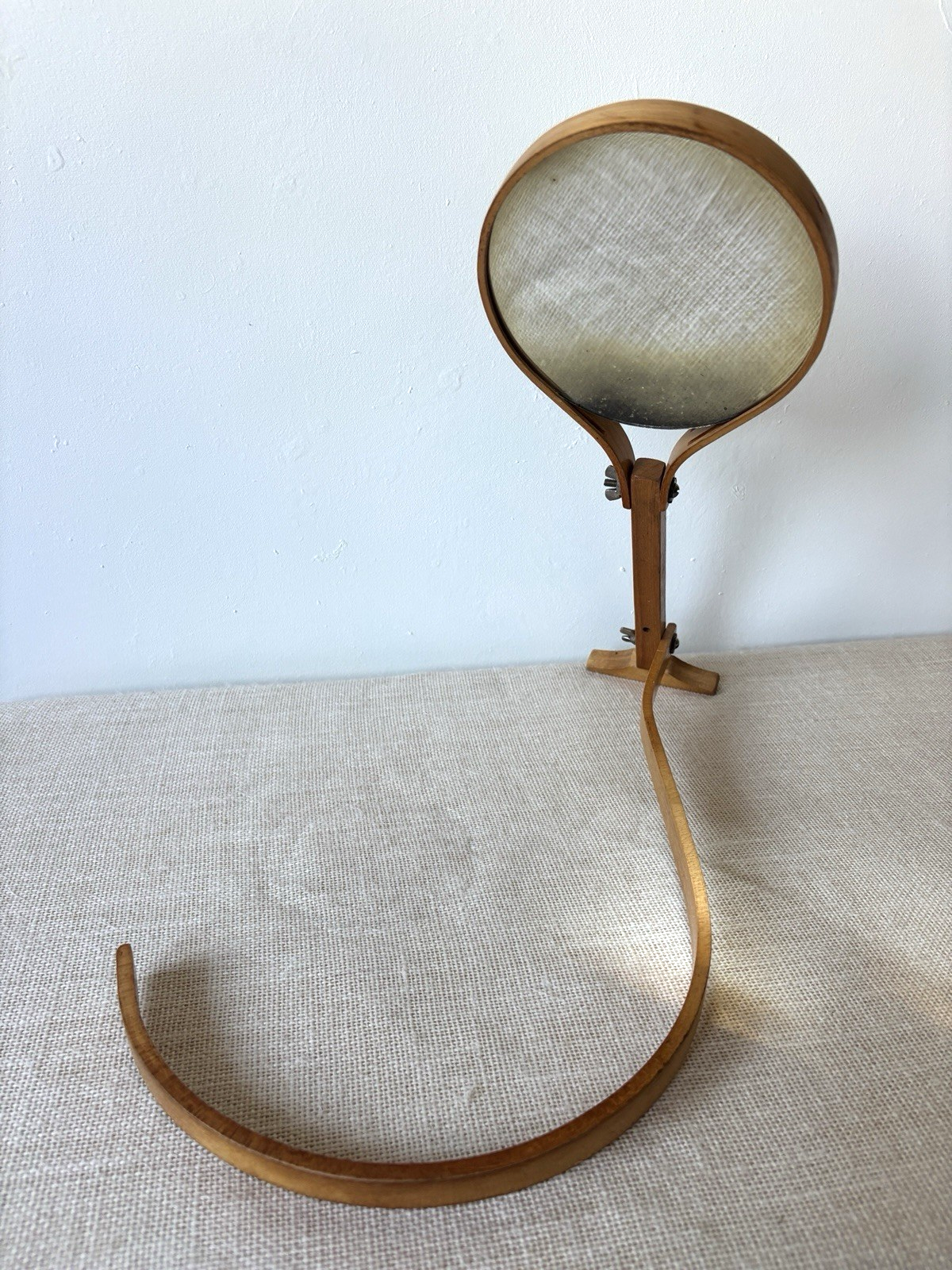 Art Deco 2-sided adjustable Bentwood Neck Hook Shaving Mirror