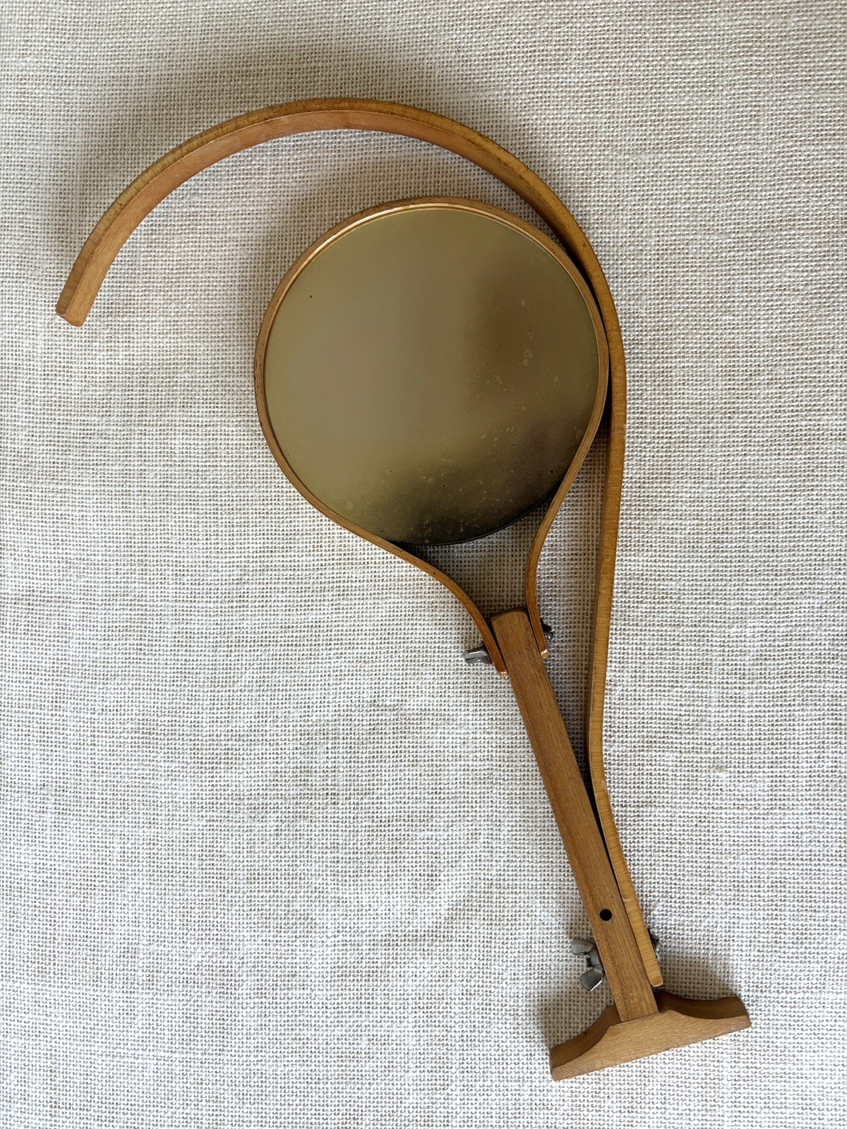 Art Deco 2-sided adjustable Bentwood Neck Hook Shaving Mirror
