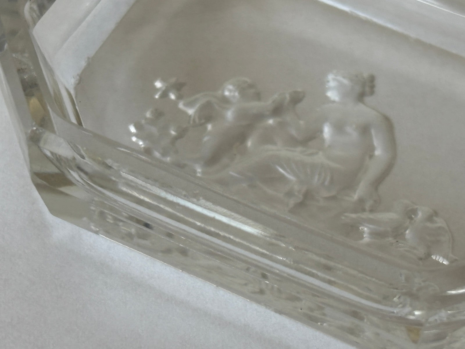Art Deco Heinrich Hoffmann Intaglio Glass Pin or Ash Trays with Venus & Cupid