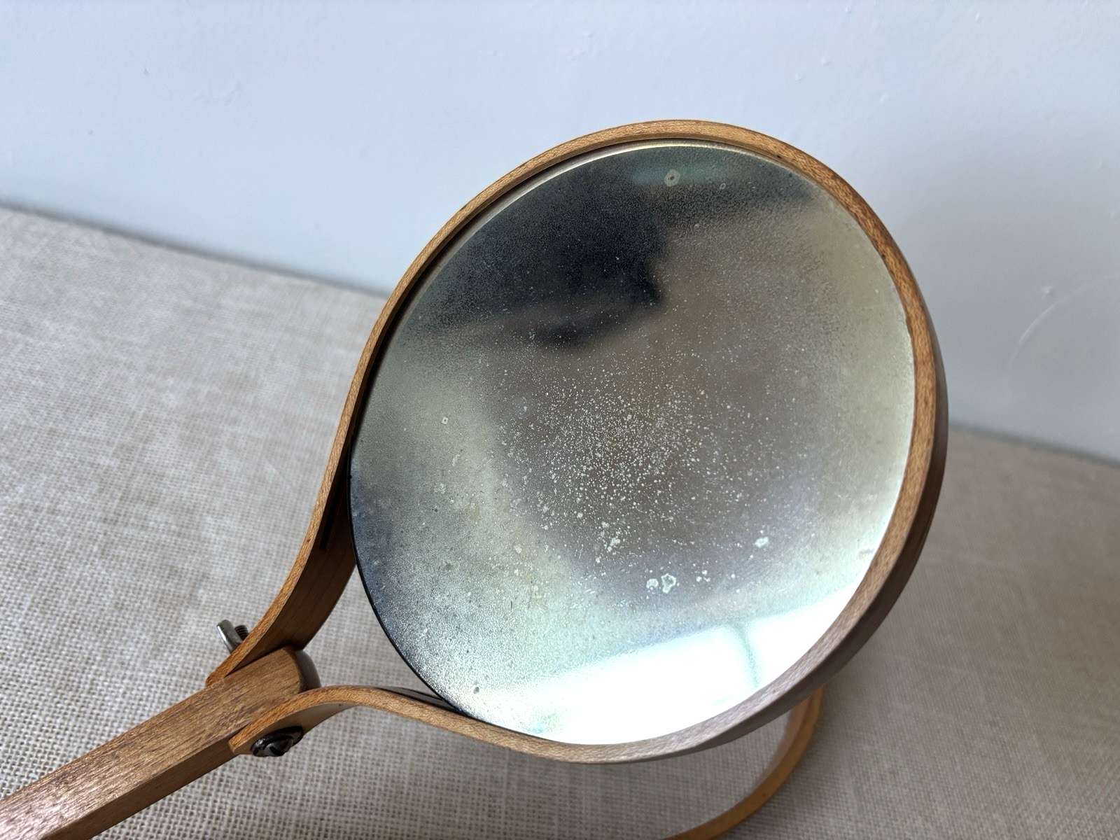 Art Deco 2-sided adjustable Bentwood Neck Hook Shaving Mirror