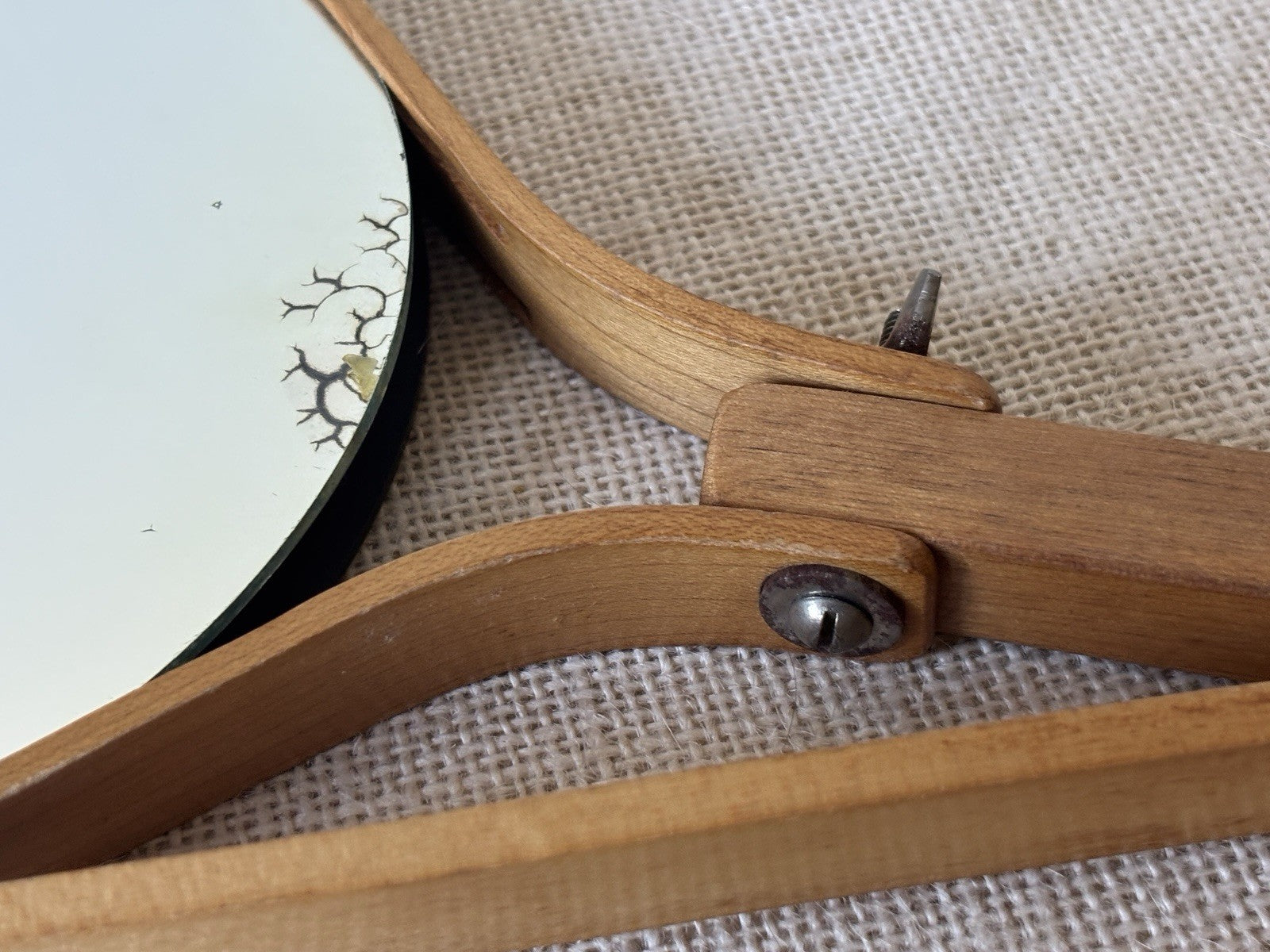 Art Deco 2-sided adjustable Bentwood Neck Hook Shaving Mirror