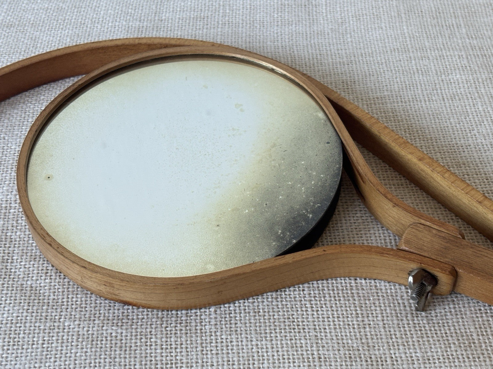 Art Deco 2-sided adjustable Bentwood Neck Hook Shaving Mirror