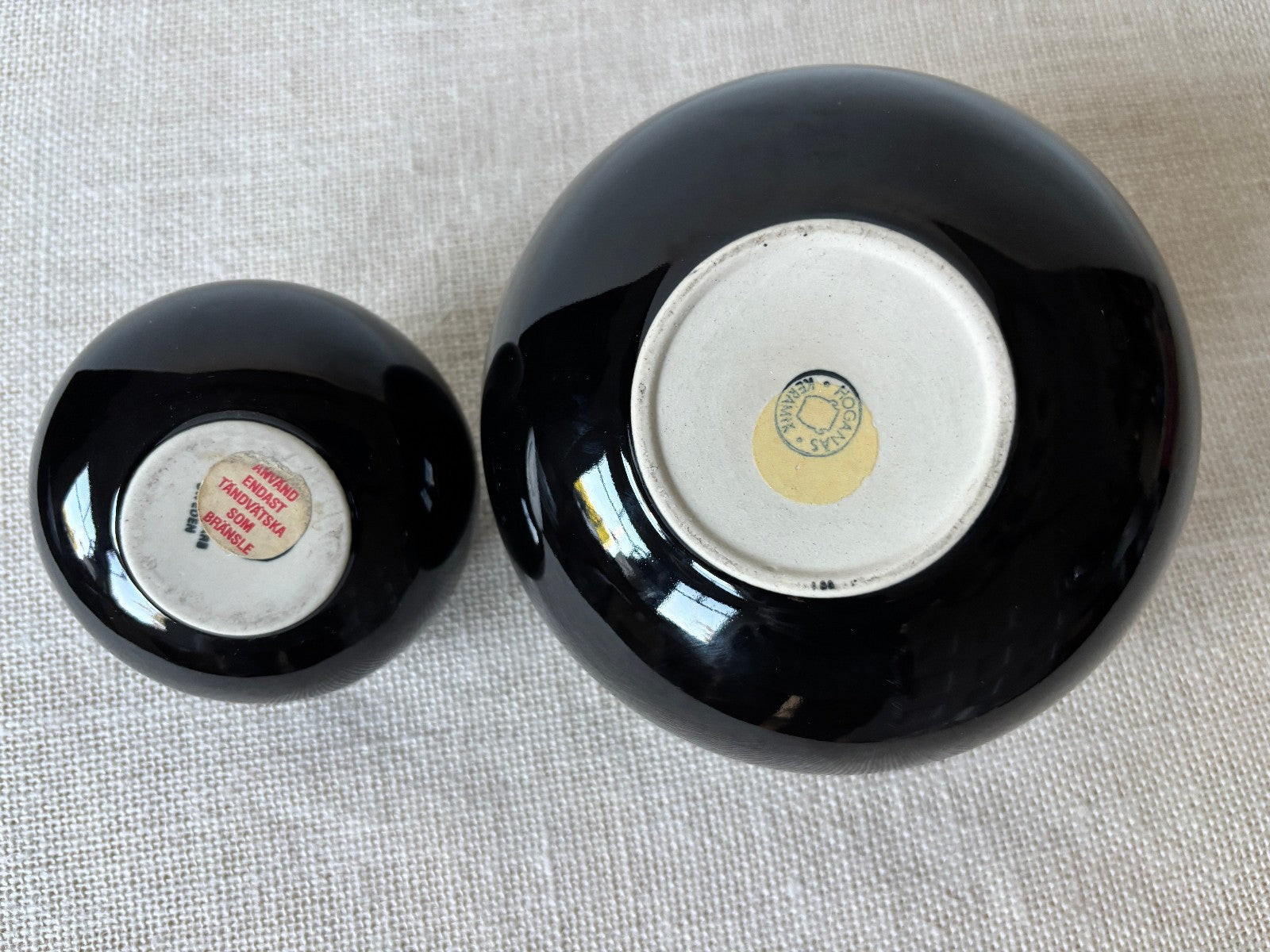 Modern Black Orb Stoneware Oil Lamps by Hoganas Keramik Sweden, Set of 2