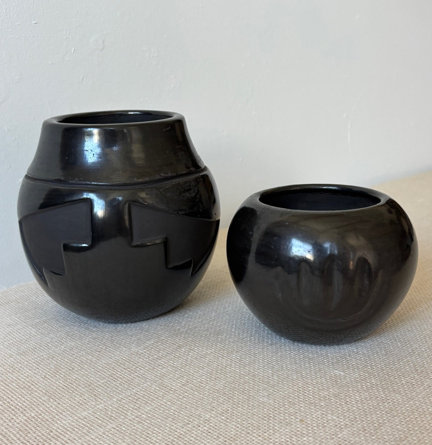 Santa Clara Pueblo Blackware Pots or Vases by R. Sisneros A. Taliman