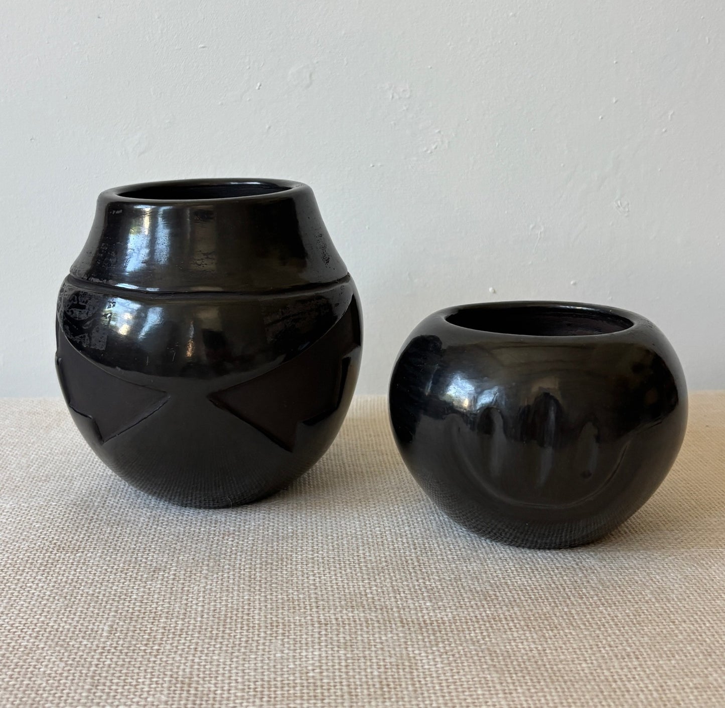 Santa Clara Pueblo Blackware Pots or Vases by R. Sisneros A. Taliman