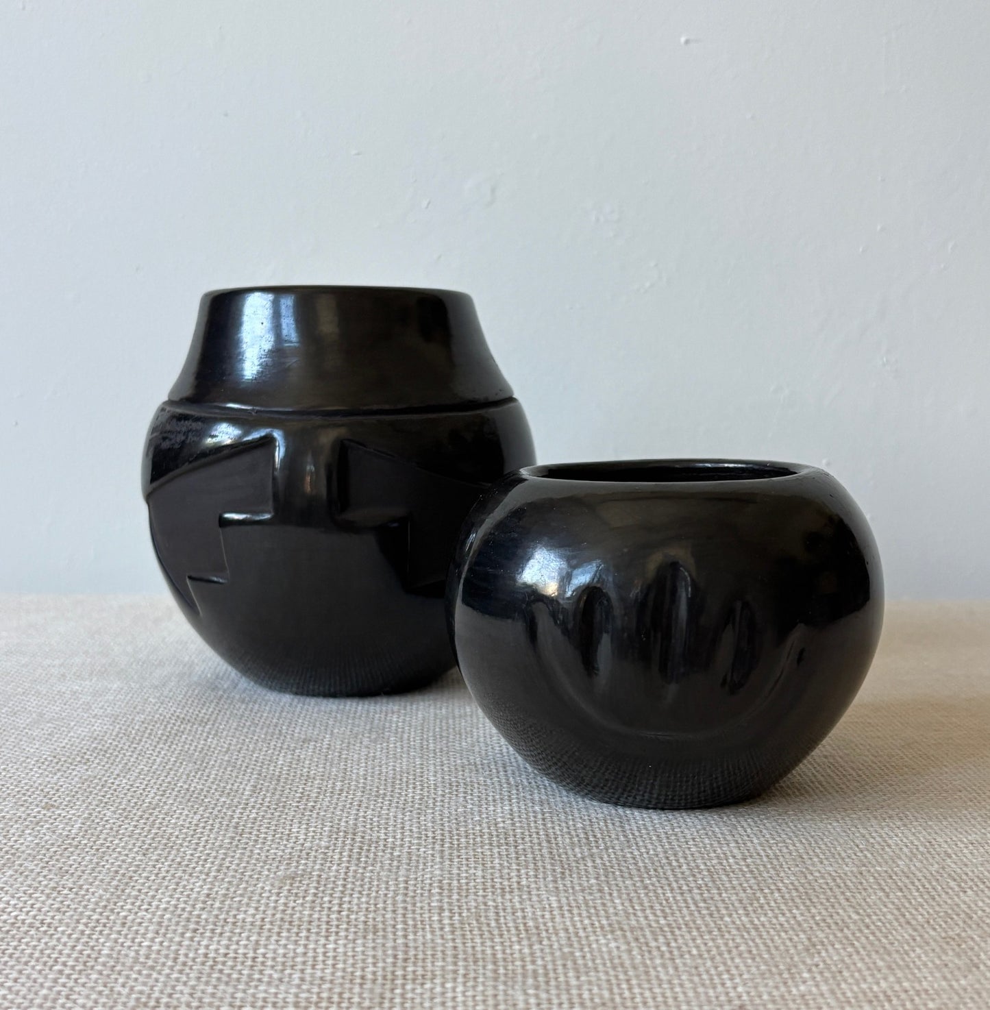 Santa Clara Pueblo Blackware Pots or Vases by R. Sisneros A. Taliman