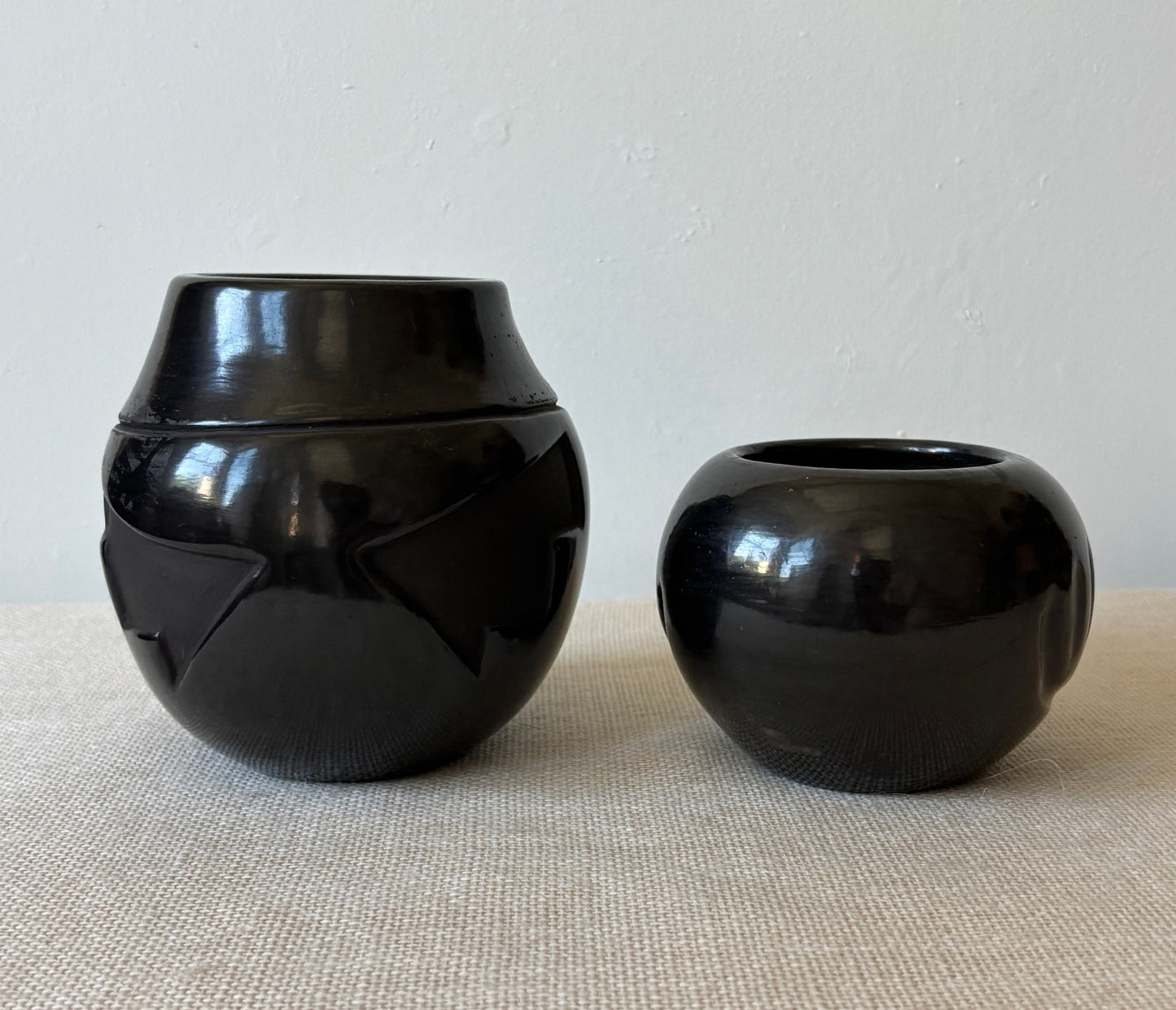 Santa Clara Pueblo Blackware Pots or Vases by R. Sisneros A. Taliman
