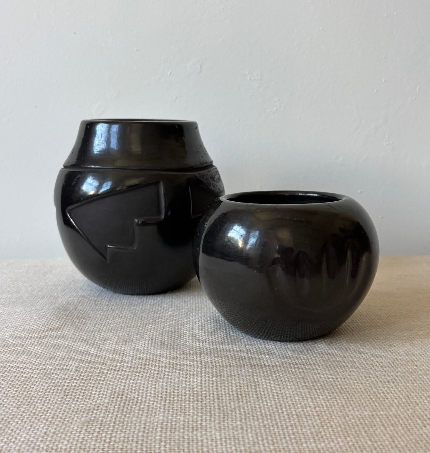 Santa Clara Pueblo Blackware Pots or Vases by R. Sisneros A. Taliman