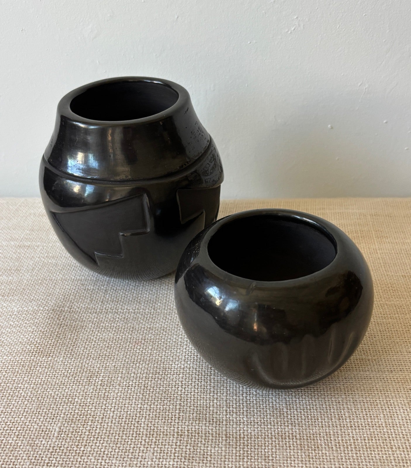 Santa Clara Pueblo Blackware Pots or Vases by R. Sisneros A. Taliman