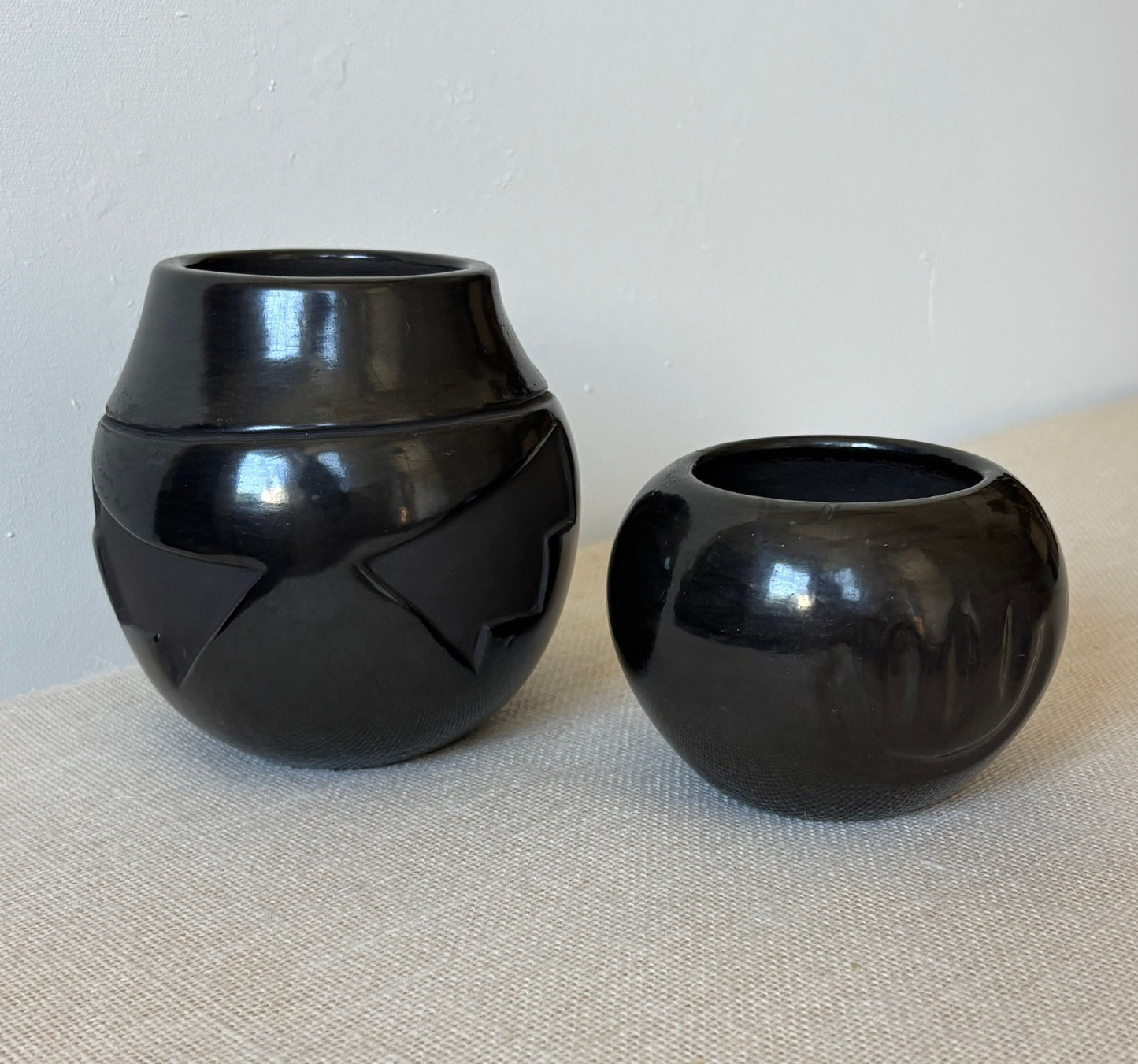 Santa Clara Pueblo Blackware Pots or Vases by R. Sisneros A. Taliman