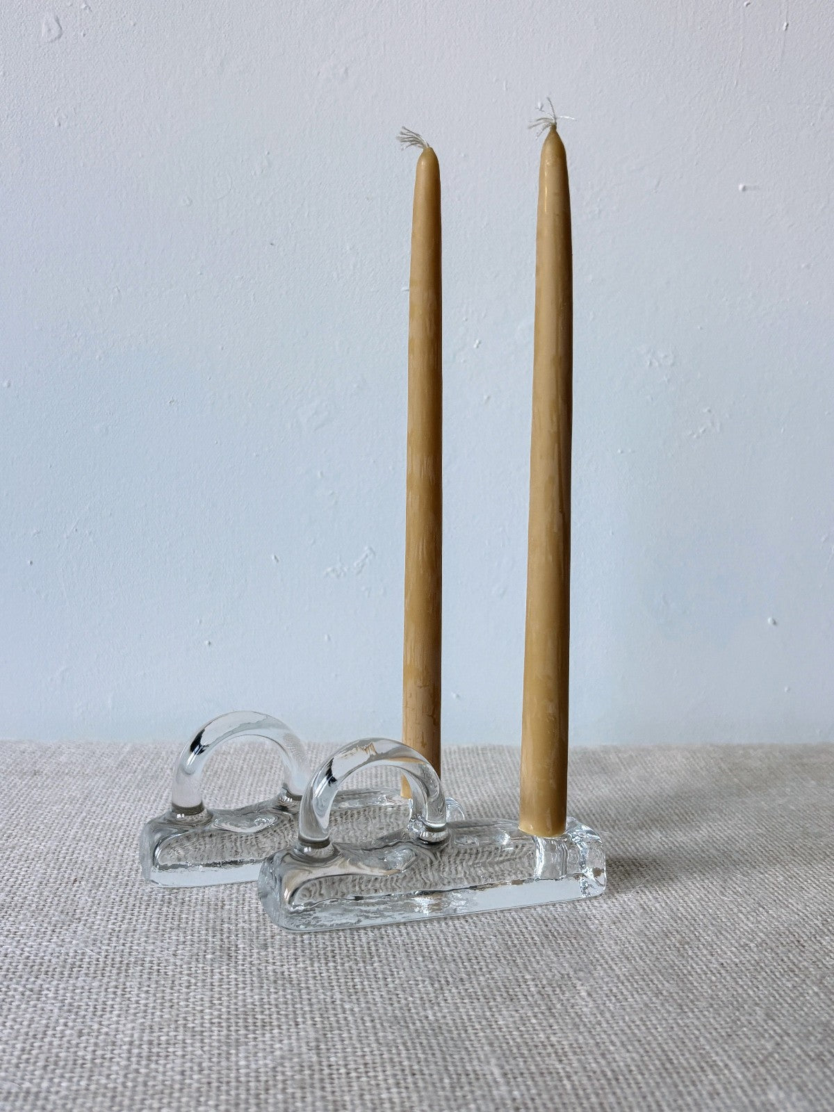 Bergdala Ice Art Glass Chambersticks with Candles