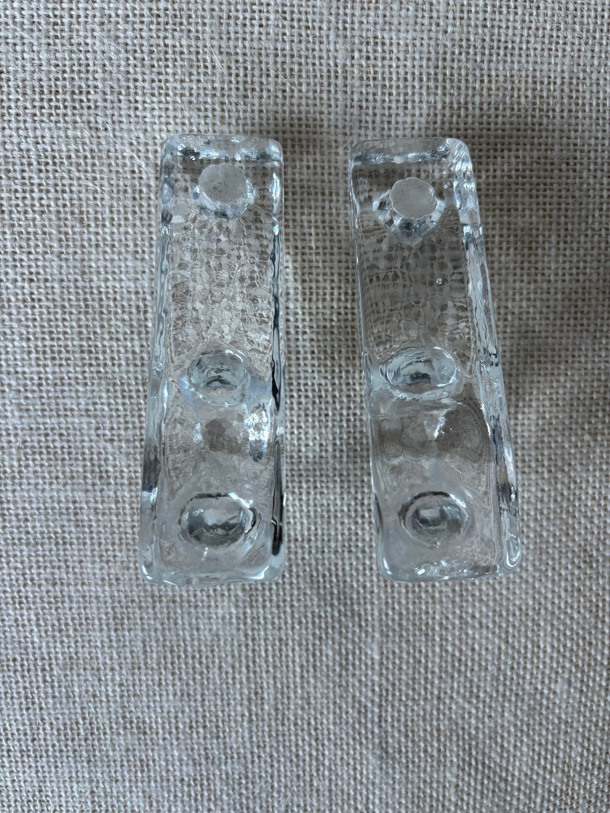 Bergdala Ice Art Glass Chambersticks with Candles