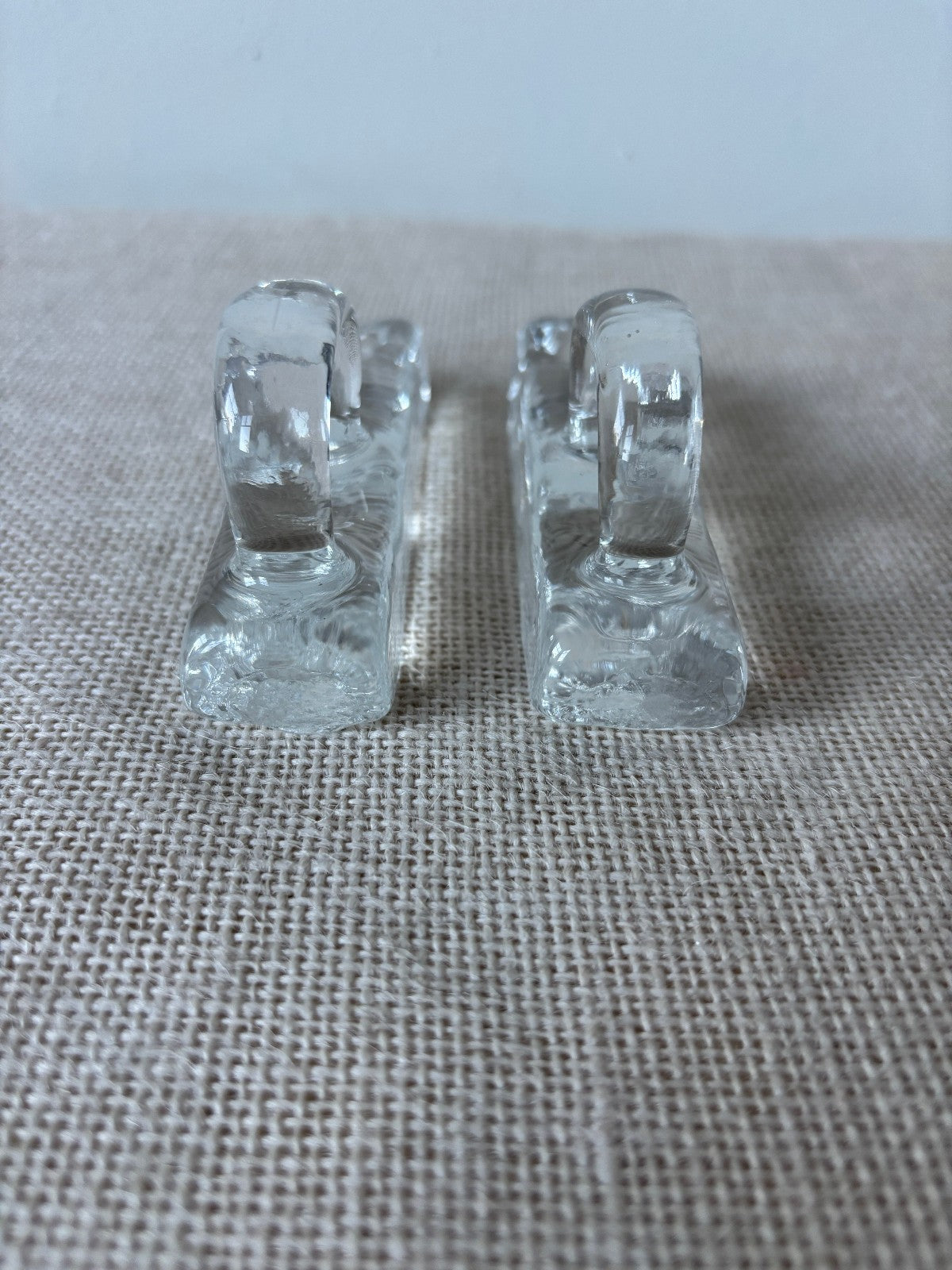 Bergdala Ice Art Glass Chambersticks with Candles