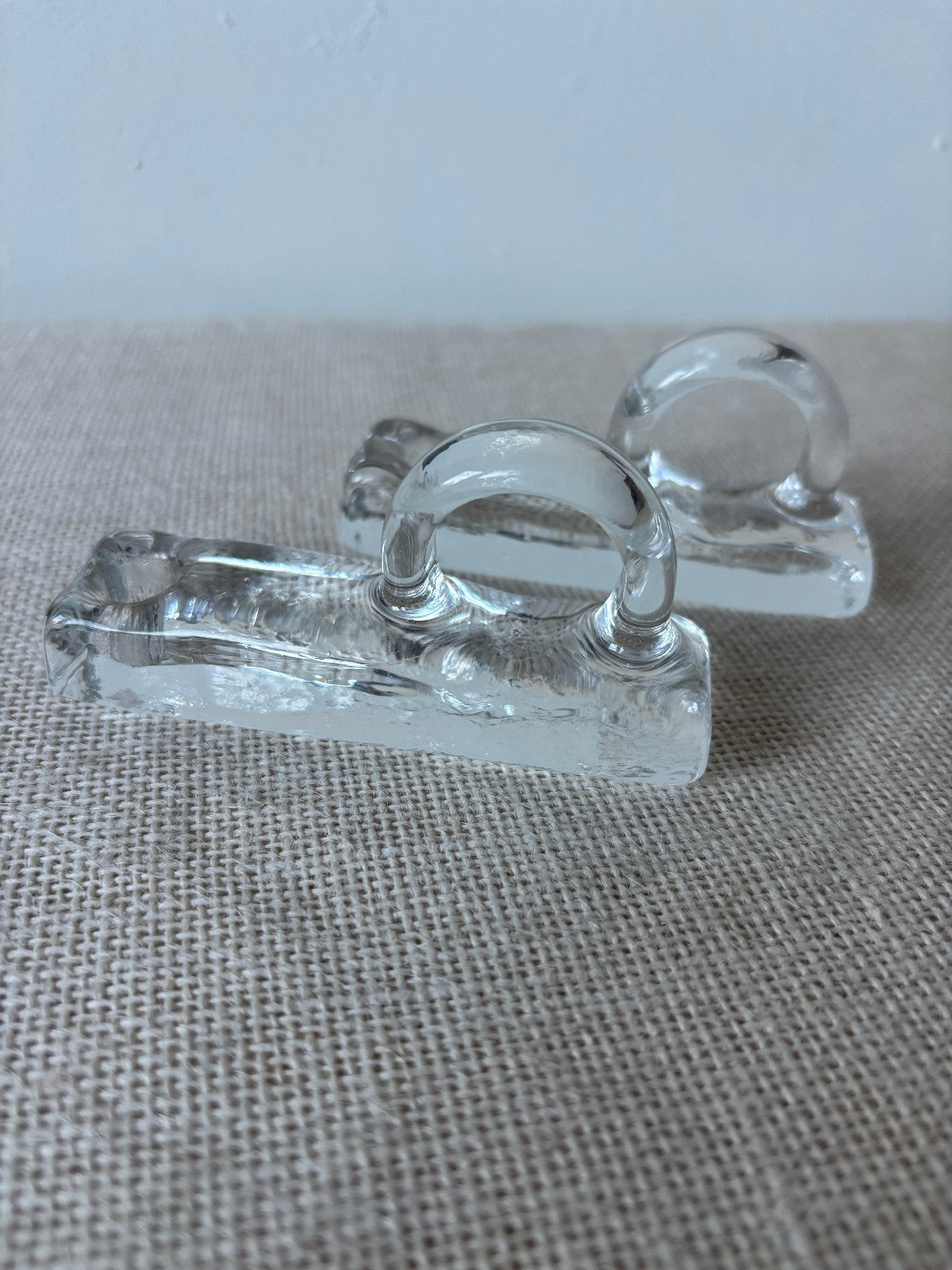 Bergdala Ice Art Glass Chambersticks with Candles