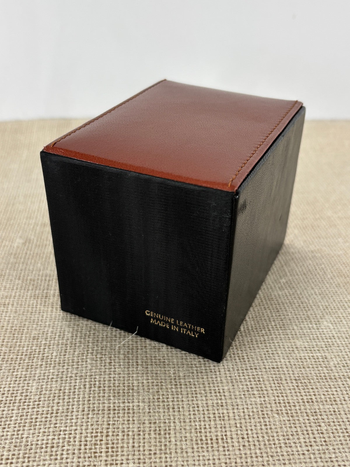 Italian stitched Leather & Wood Pencil / Pen Cup