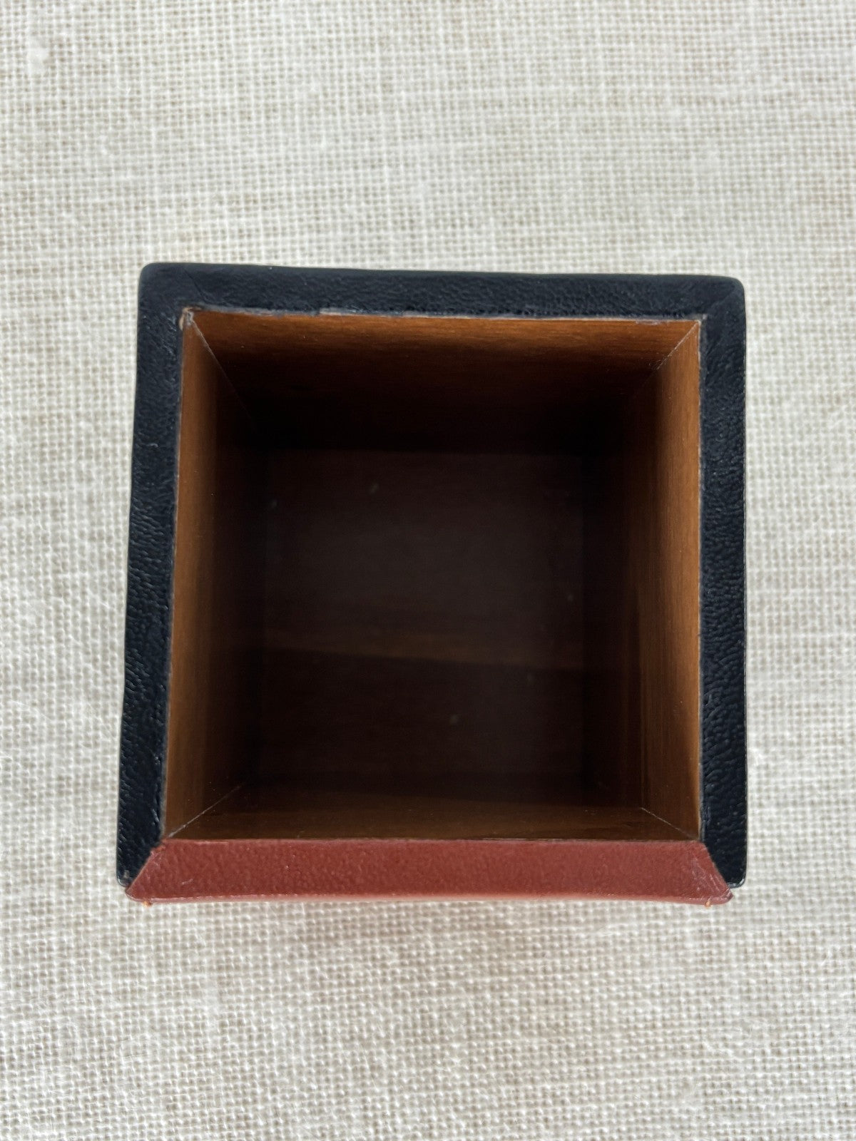 Italian stitched Leather & Wood Pencil / Pen Cup