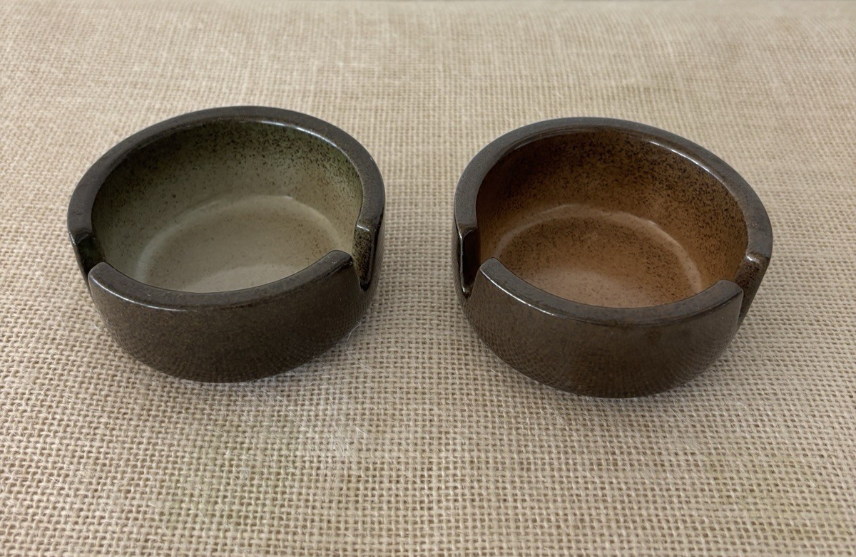 2 Heath Ceramics Ash Trays Speckled Brown & Green