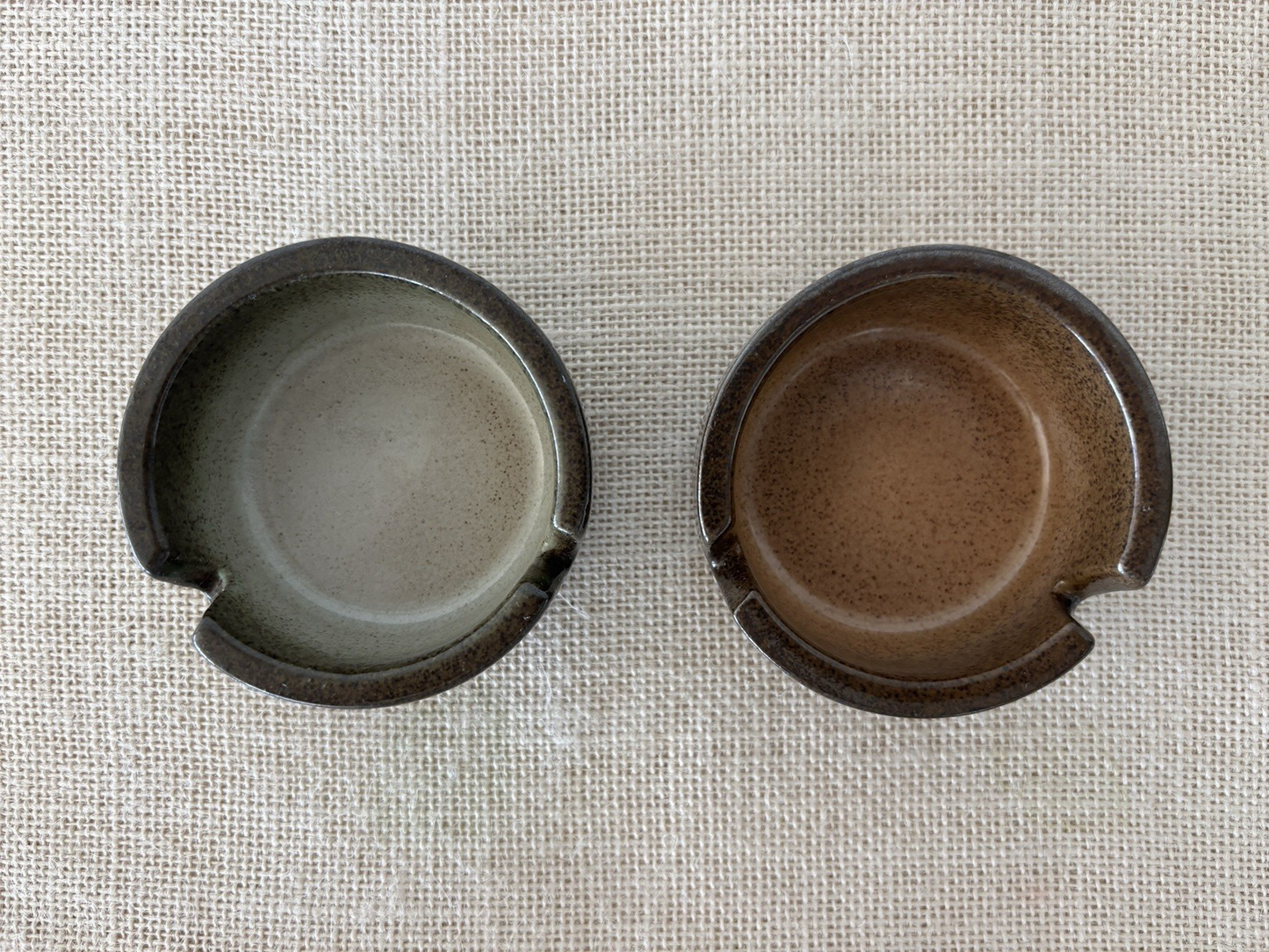 2 Heath Ceramics Ash Trays Speckled Brown & Green