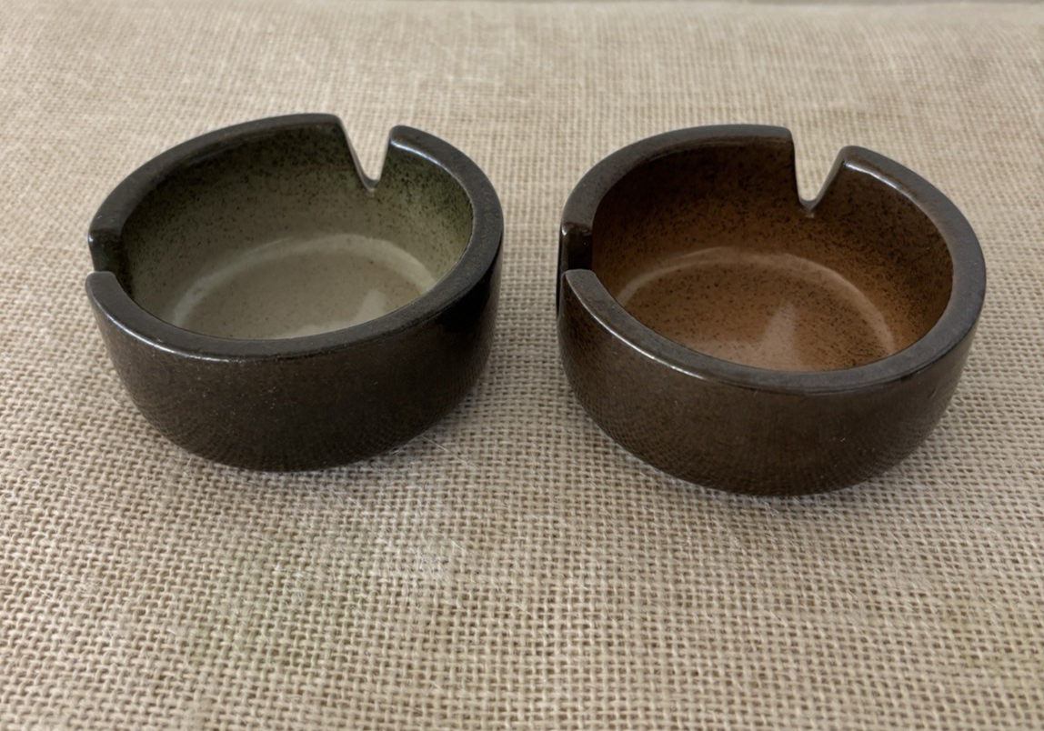 2 Heath Ceramics Ash Trays Speckled Brown & Green