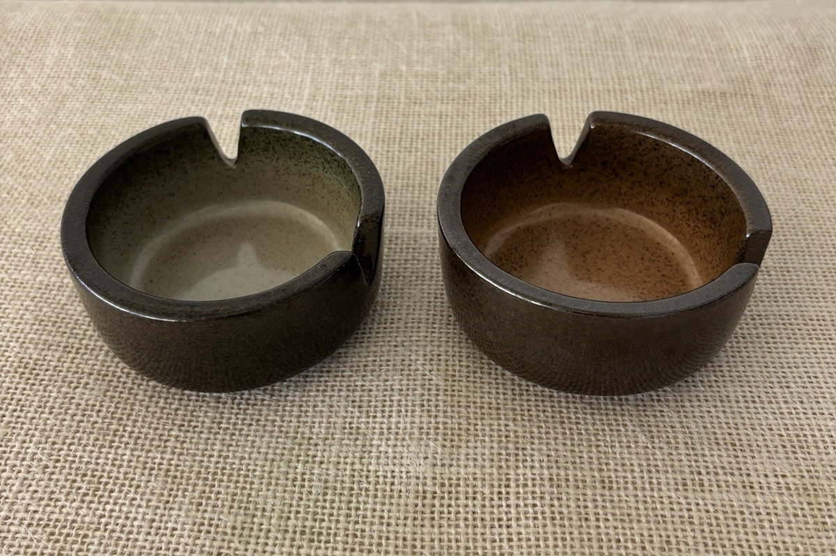 2 Heath Ceramics Ash Trays Speckled Brown & Green