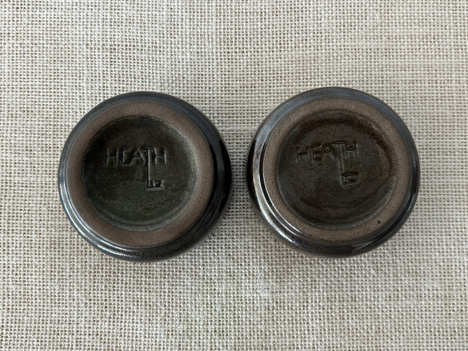 2 Heath Ceramics Ash Trays Speckled Brown & Green